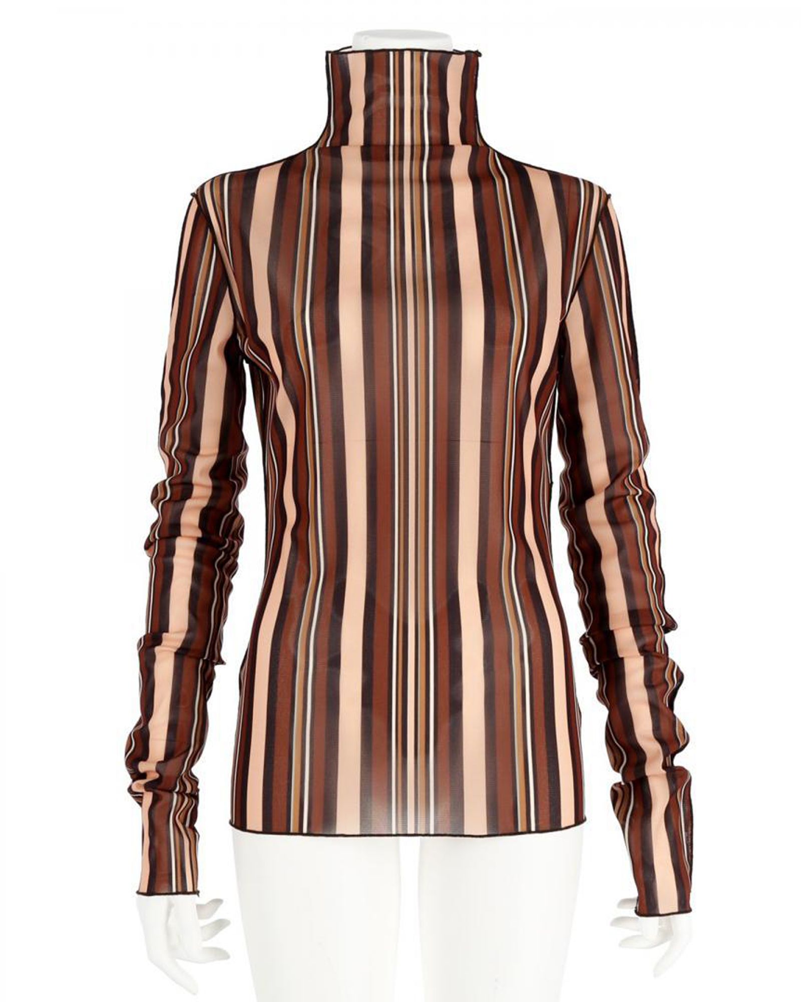 Printed Mesh High Neck Top
