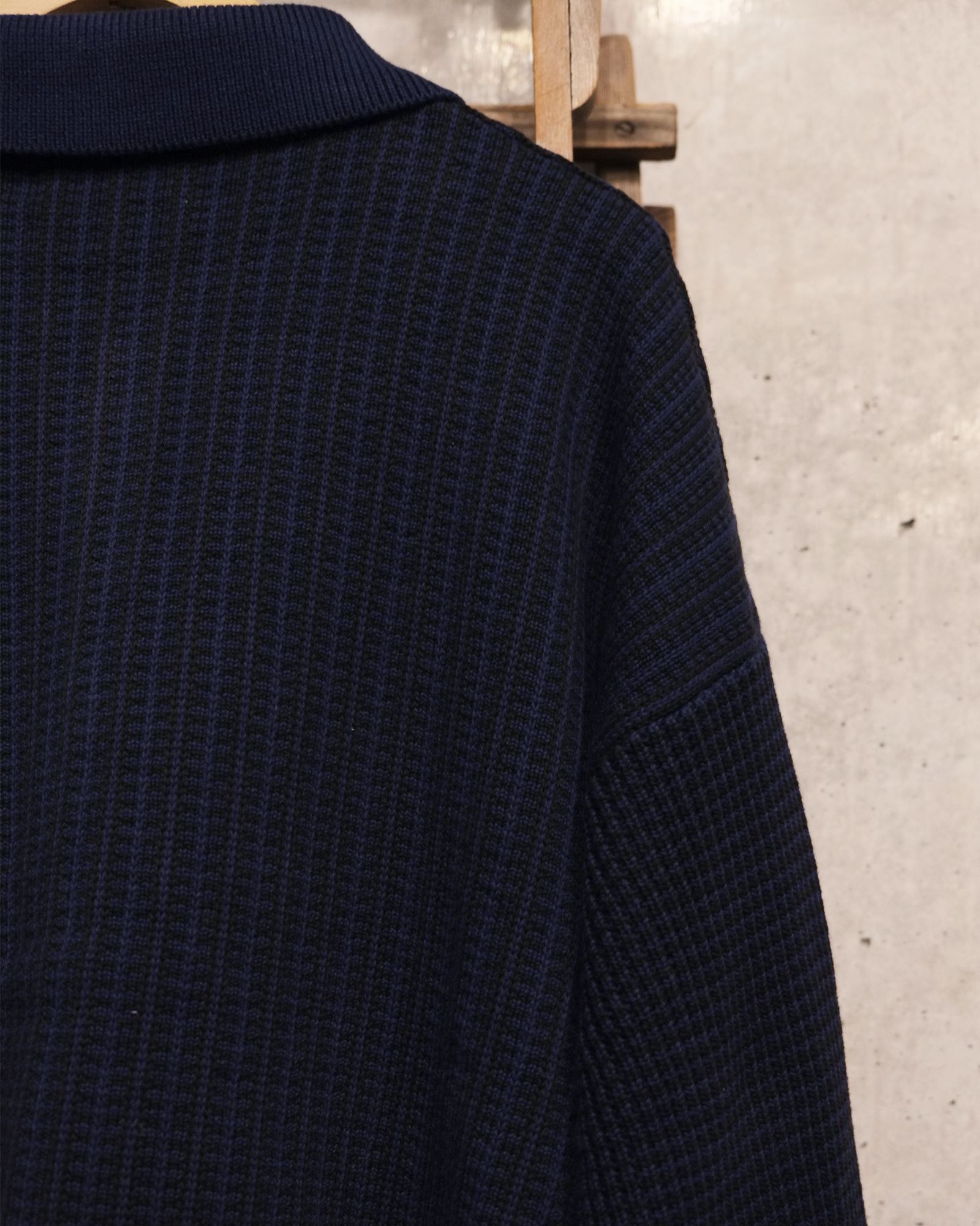 Multi Knit Shirt Jacket / シャツ ニット / ネイビー×ブラック / PD-262-KN-051