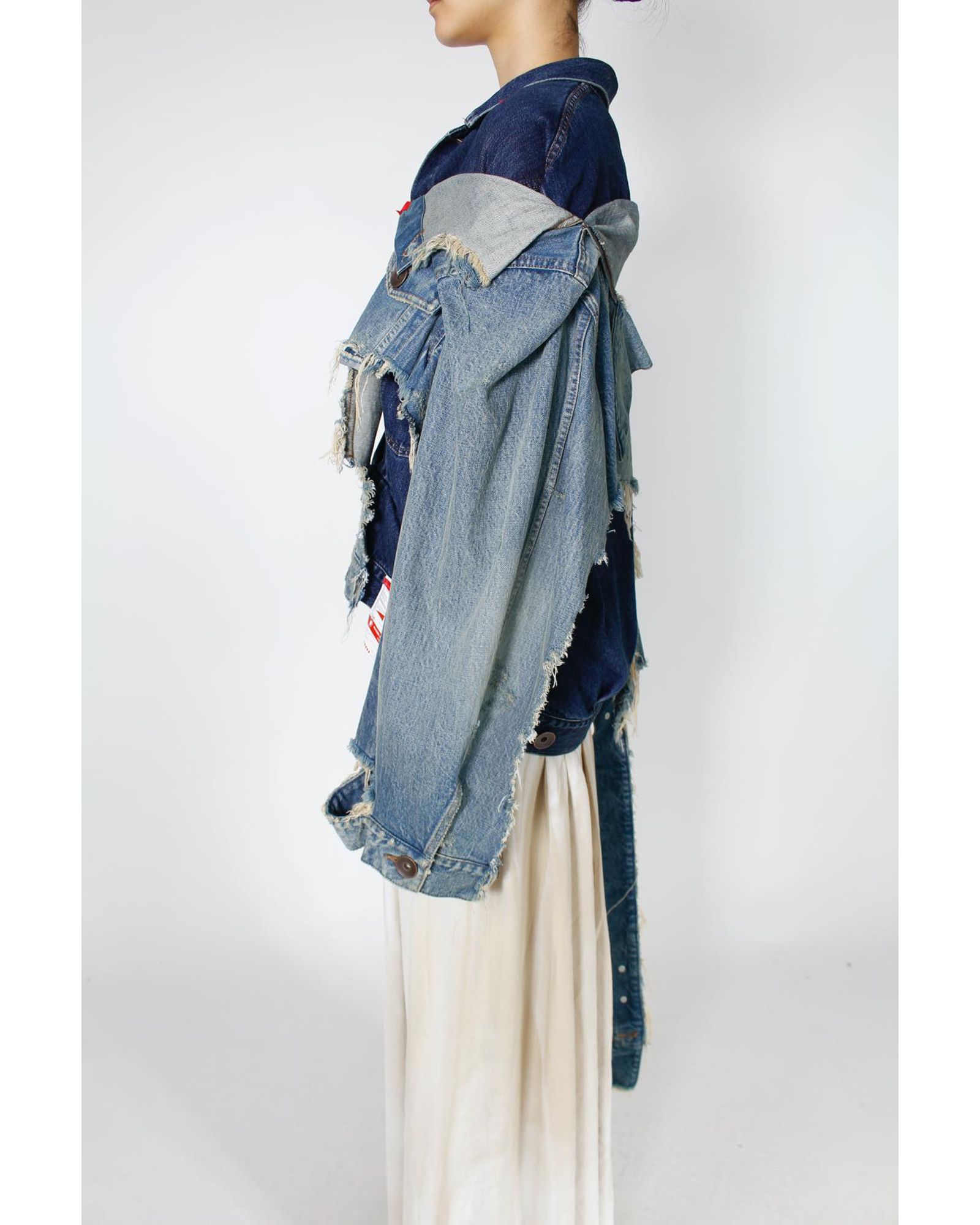 Layer Damage Denim Blouson