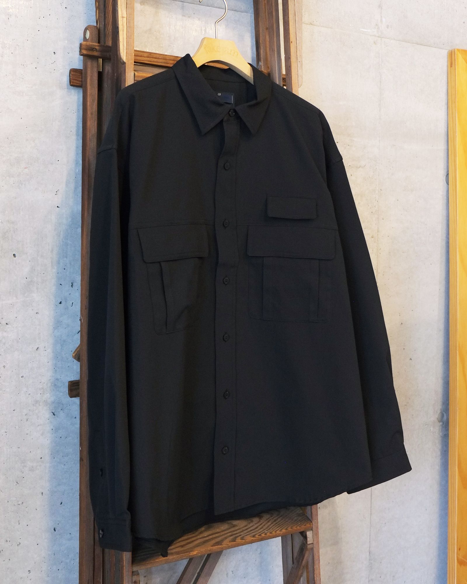 Breathable Linen Luggage L/S SH / ロングスリーブ シャツ / ブラック / MW-SH26102