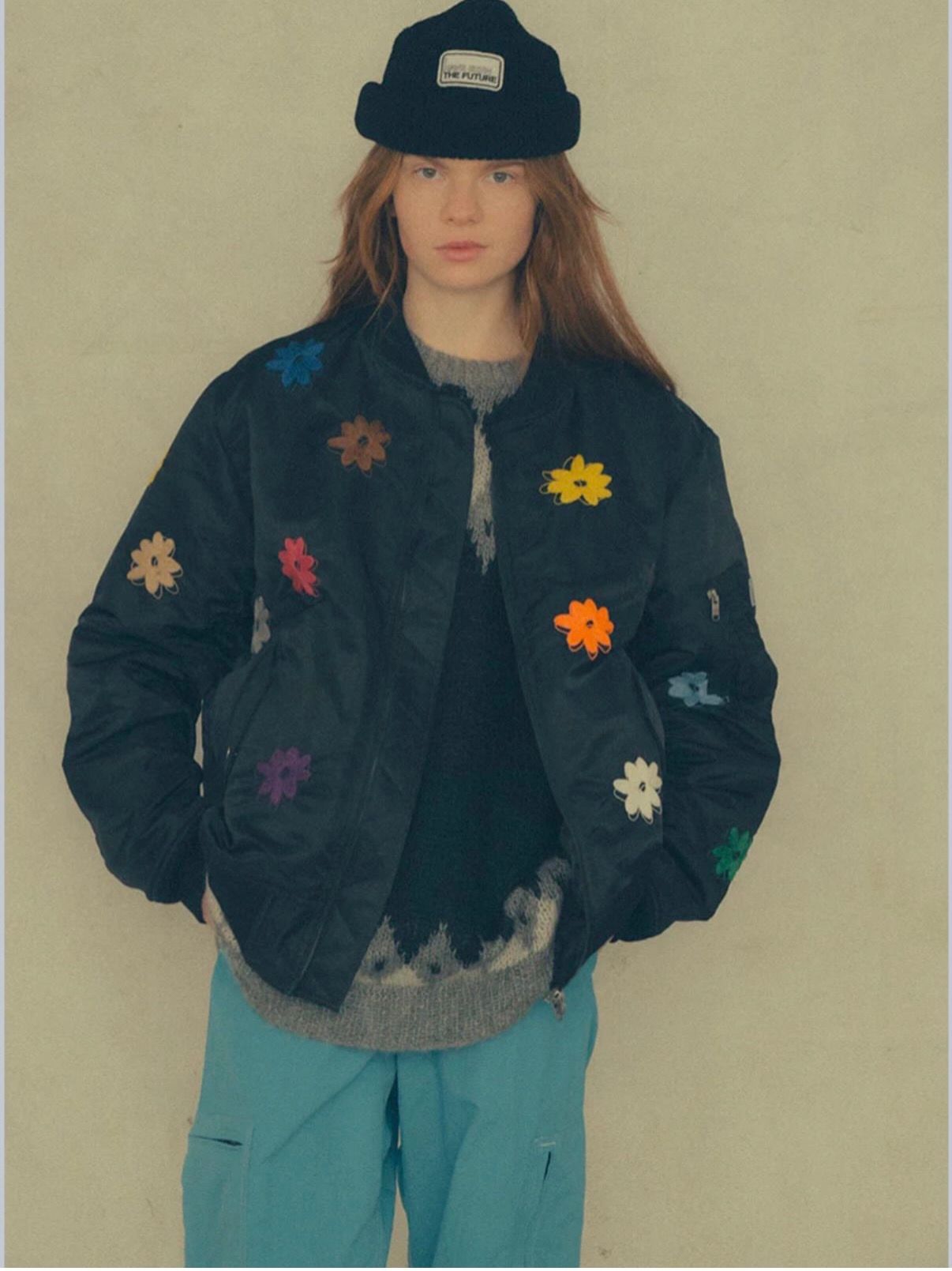 Flower Embroidery Flight Jacket