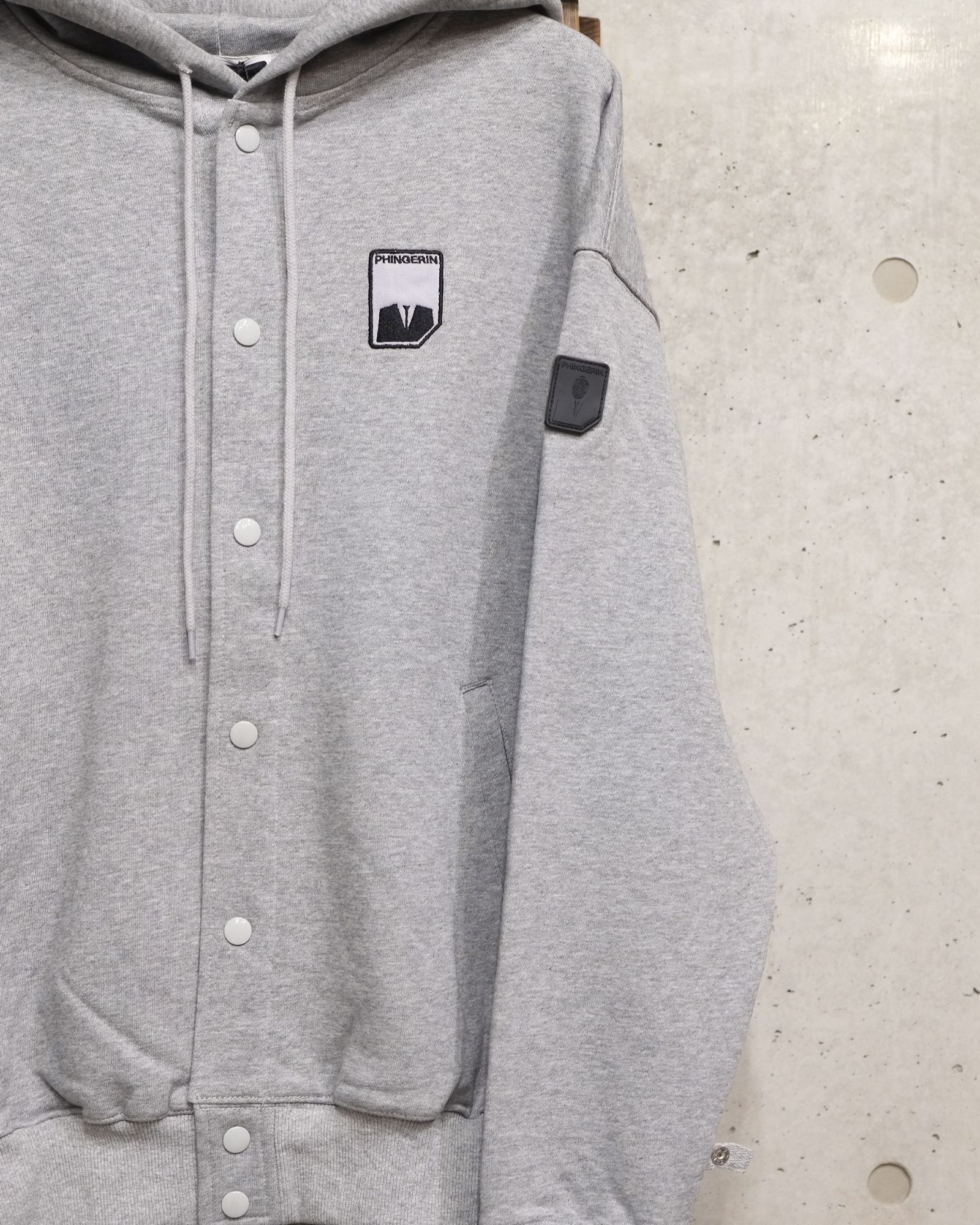 Visor Button Hoodie / ボタン パーカー / ヘザーグレー / PD-262-HCS-041