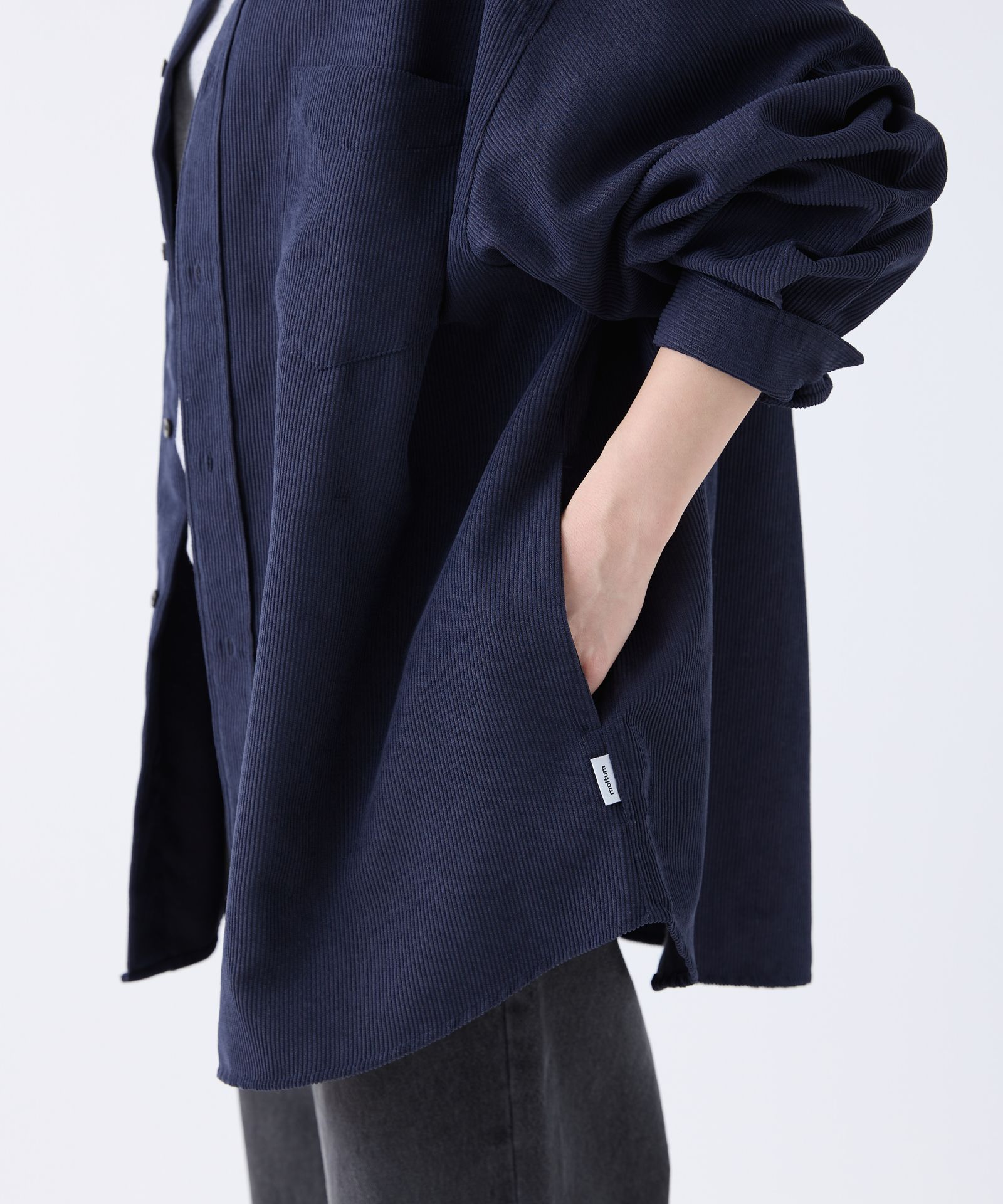 OVERSIZED CORDUROY SHIRT / オーバーサイズ コーデュロイ シャツ / ネイビー / MTM-SH-0164-23-C