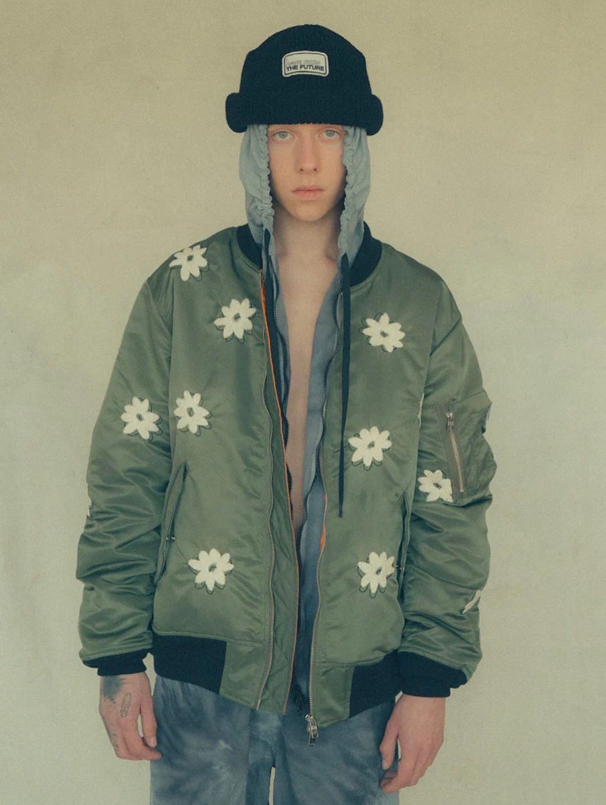 Flower Embroidery Flight Jacket