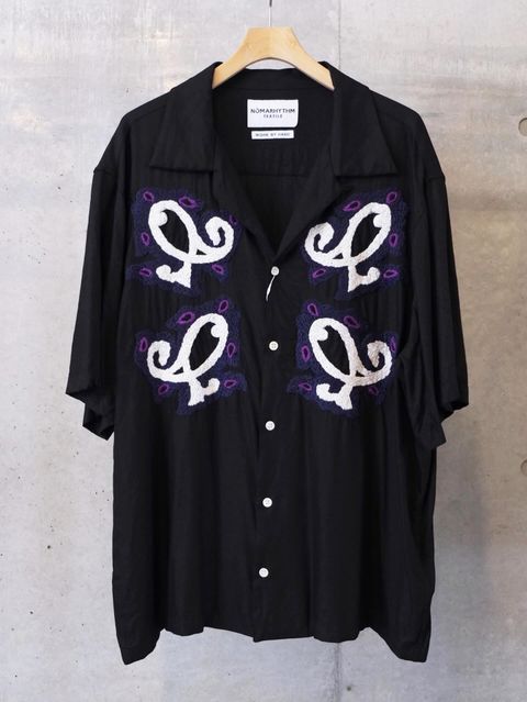 Paisley Embroidery Open Collar SS Shirt