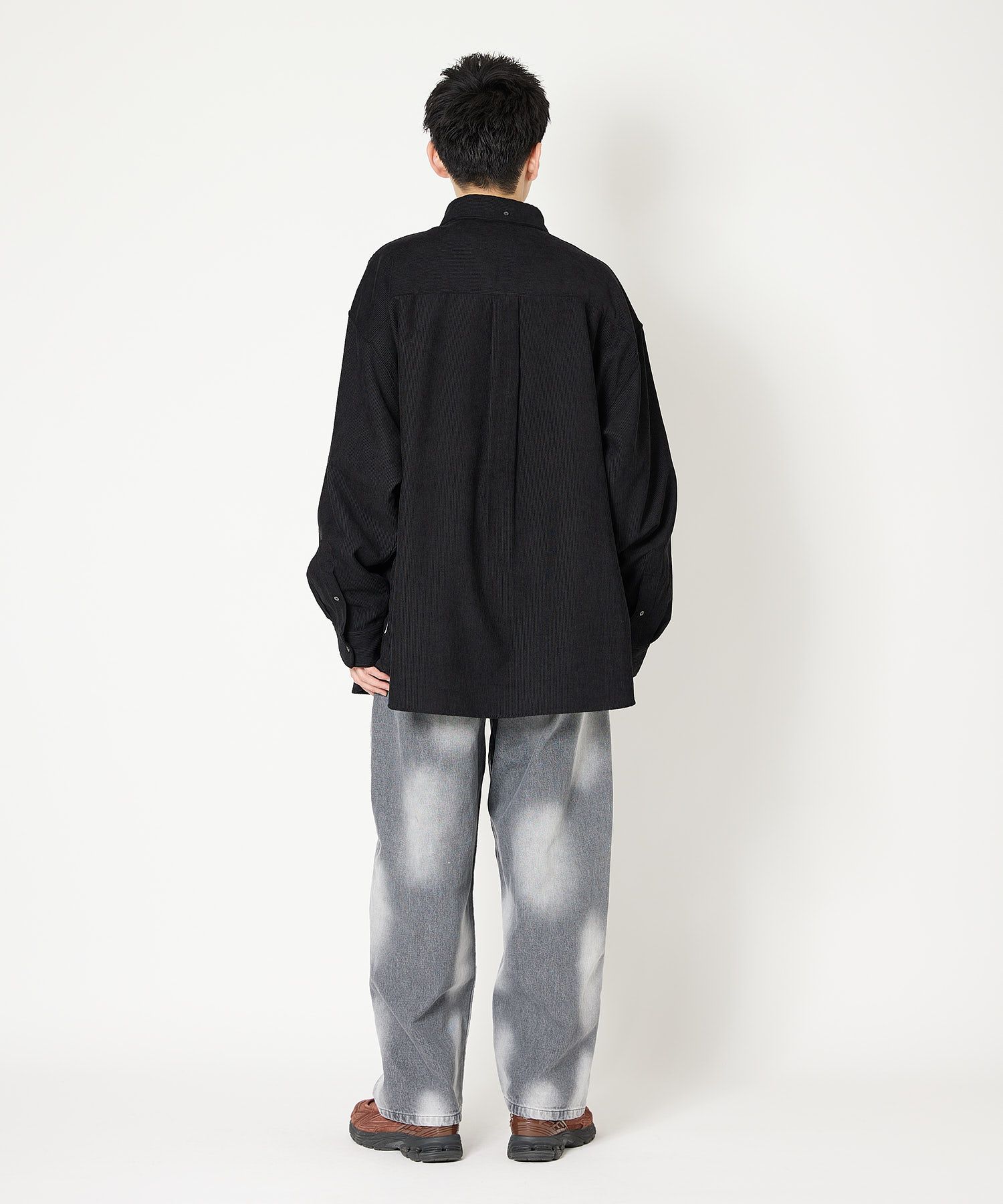 OVERSIZED CORDUROY SHIRT / オーバーサイズ コーデュロイ シャツ / ブラック / MTM-SH-0164-23-C