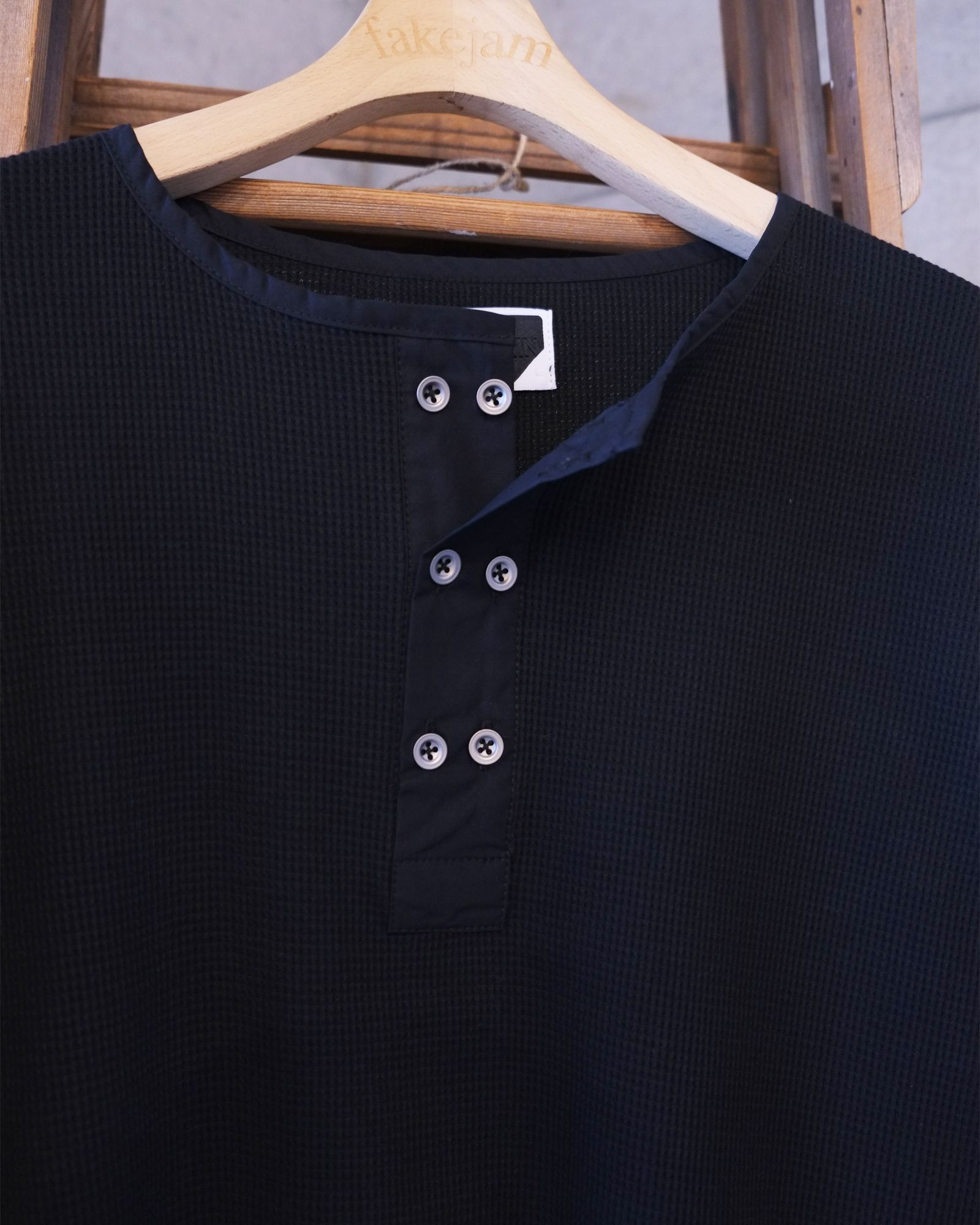Double Henley L/S Tee / ヘンリー ロングスリーブTシャツ / ブラック / PD-262-LCS-041