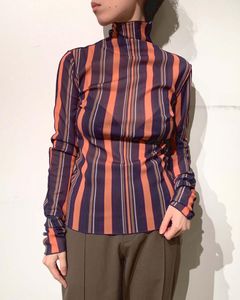 Printed Mesh High Neck Top
