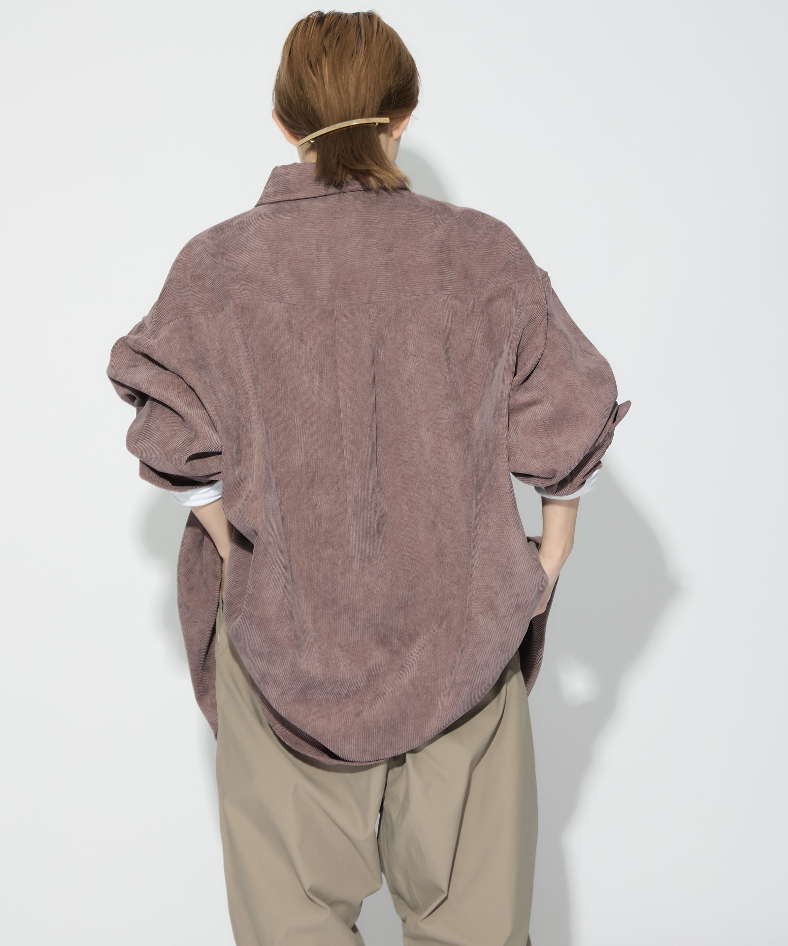 OVERSIZED CORDUROY SHIRT / オーバーサイズ コーデュロイ シャツ / レディッシュブラウン / MTM-SH-0164-23-C