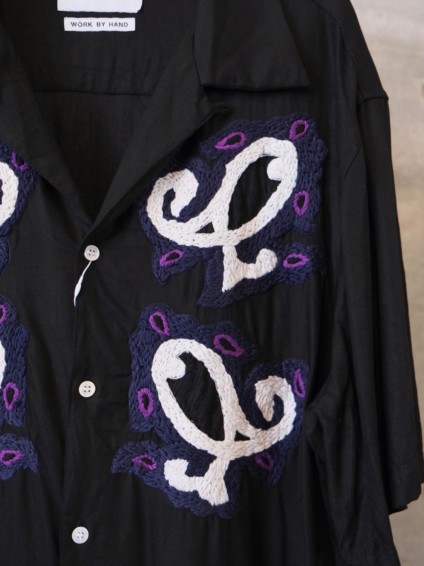 Paisley Embroidery Open Collar SS Shirt