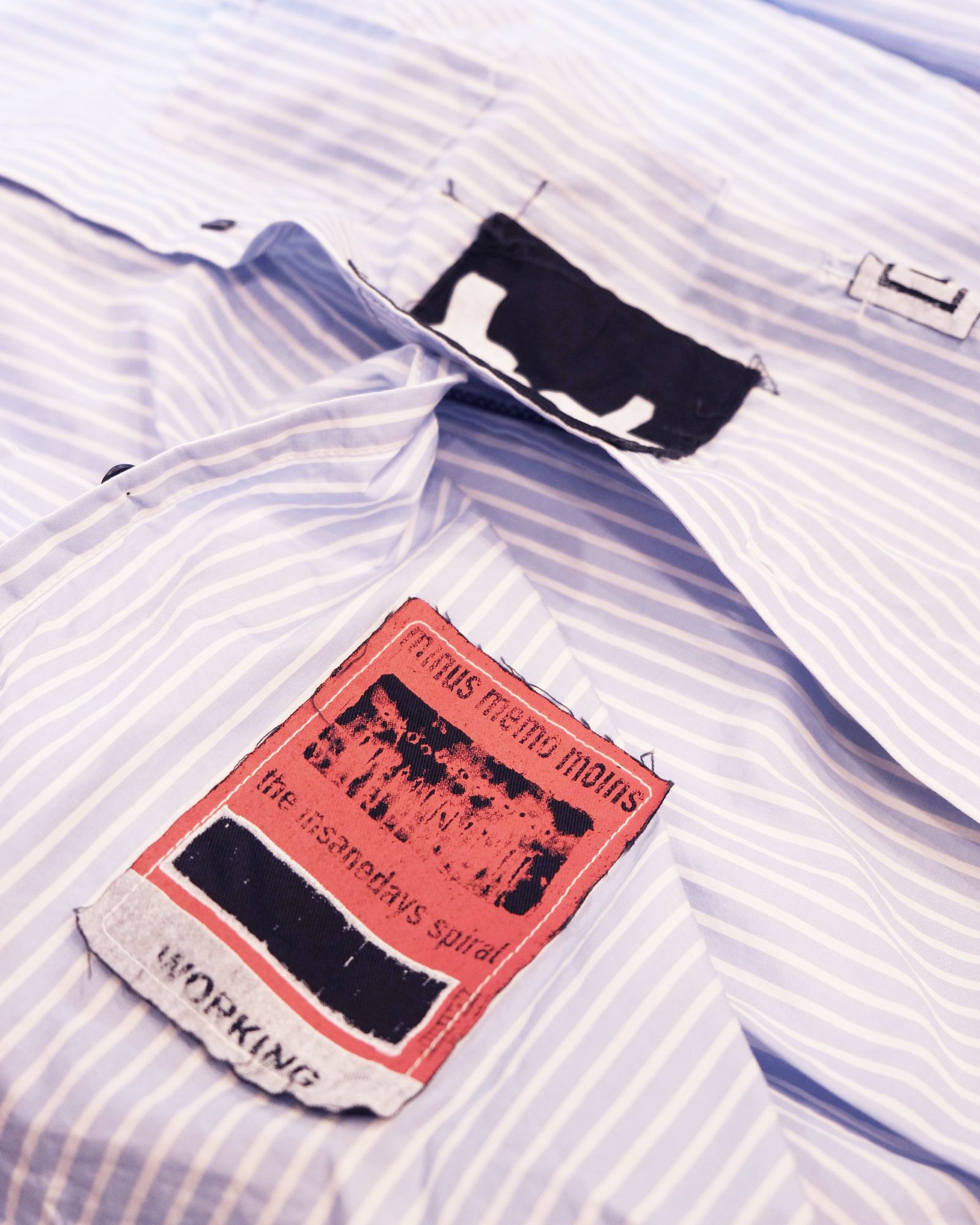 Bootleg Stripe Shirts With Patched(MIN) / ストライプ シャツ / サックス / M-P4-BG13