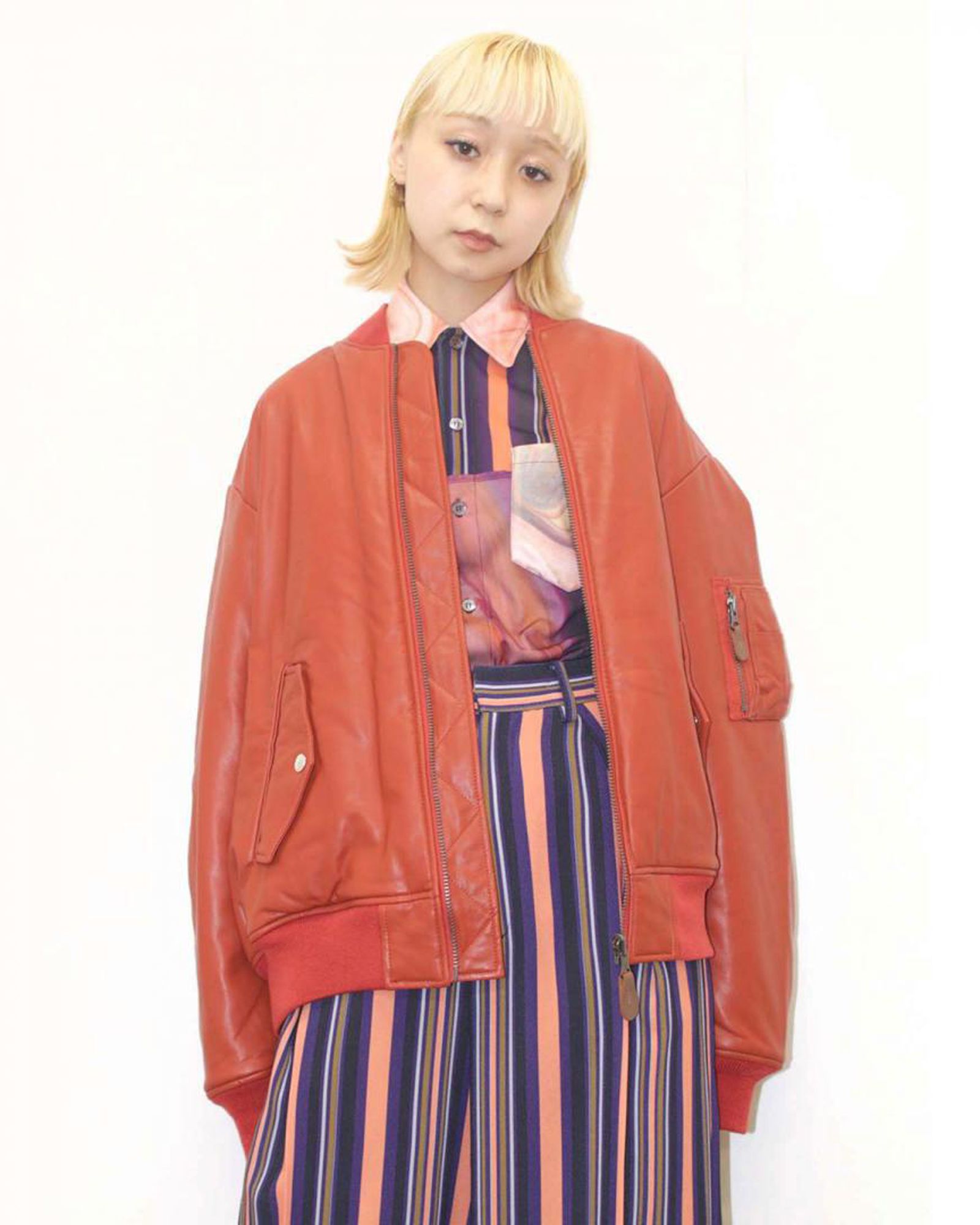 Fake Leather Lace Up MA-1 Blouson
