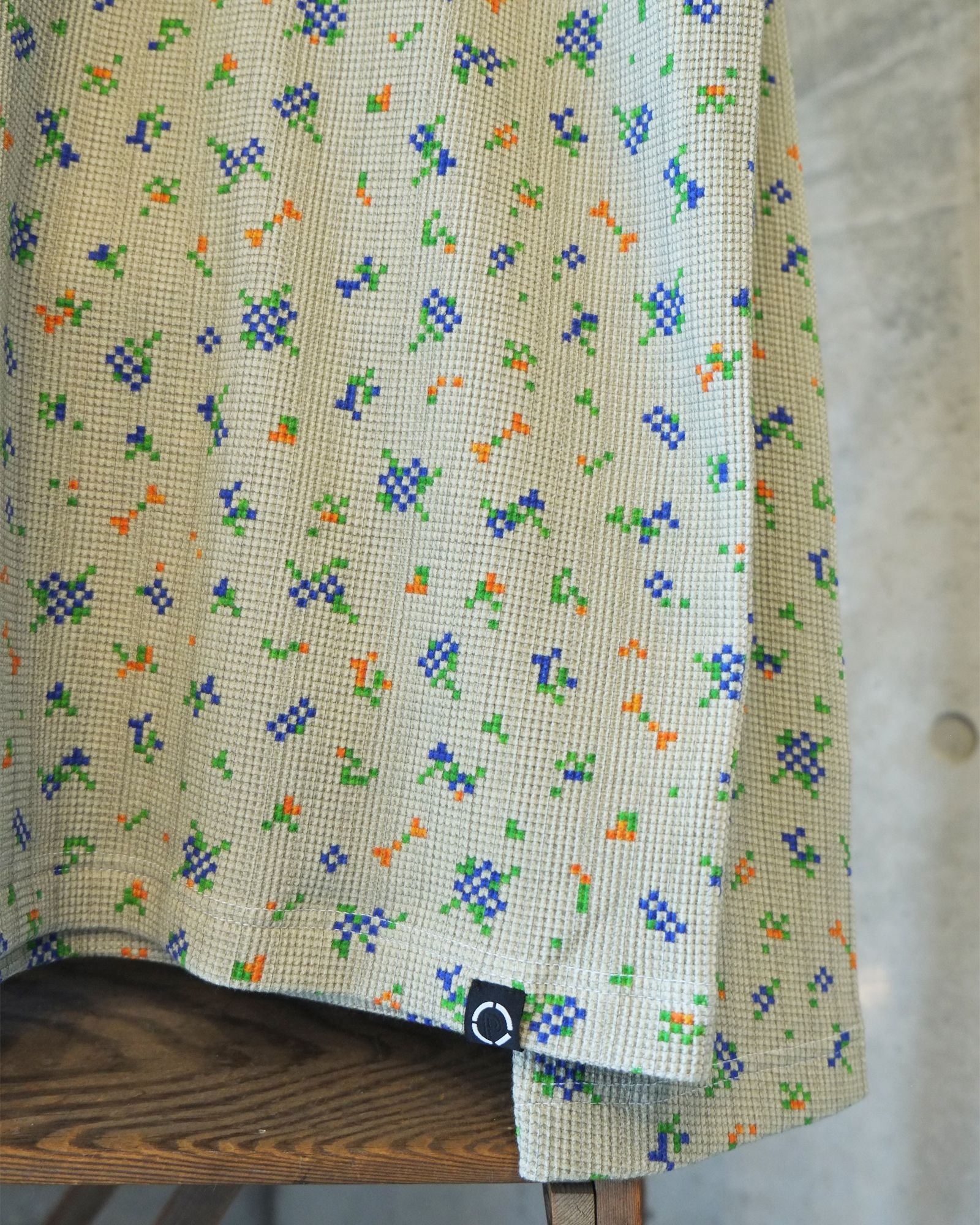 Flower L/S Waffle Thermal / ワッフル ロングスリーブTシャツ / ブラック / PD-262-LCS-021