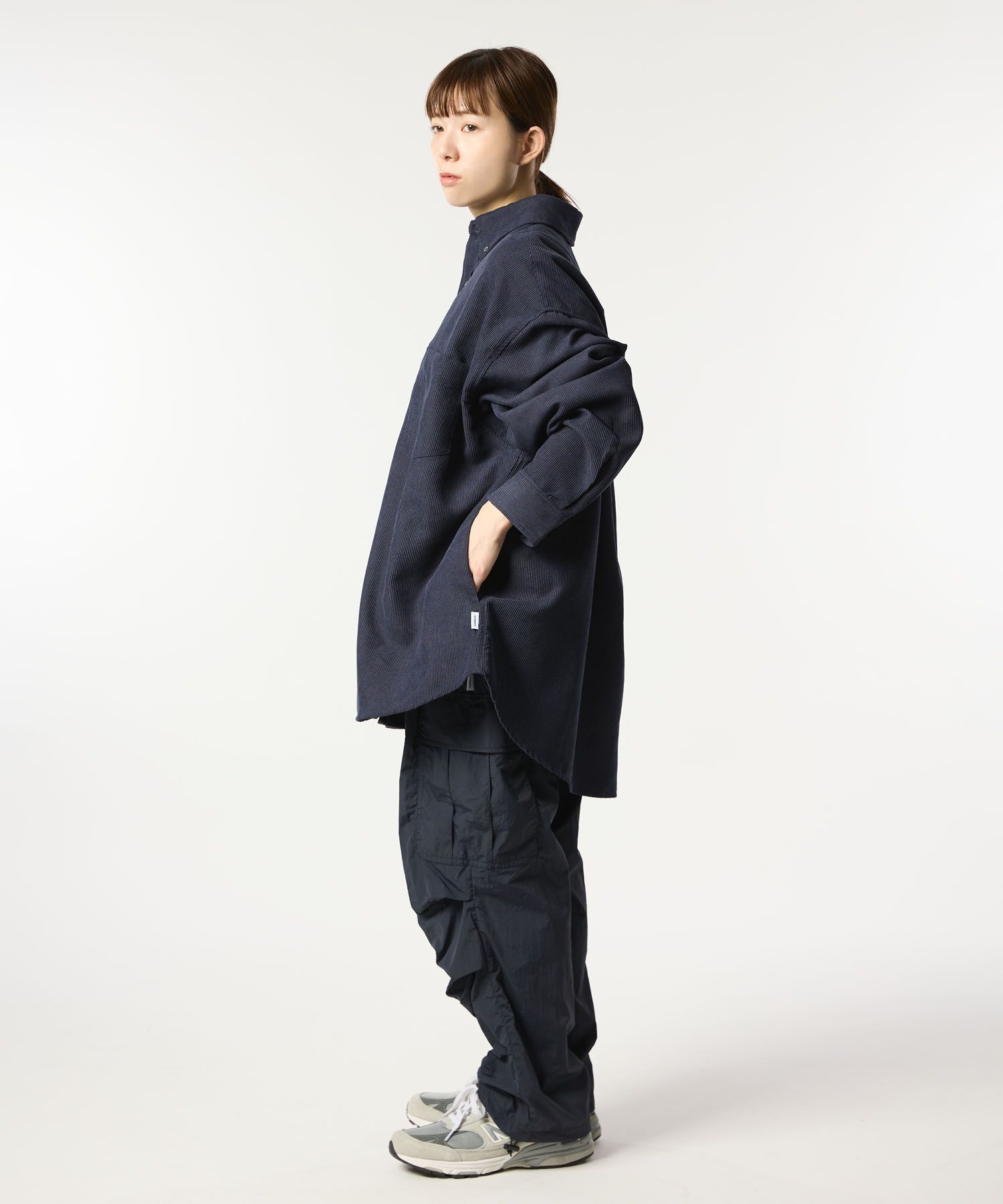 OVERSIZED CORDUROY SHIRT / オーバーサイズ コーデュロイ シャツ / ネイビー / MTM-SH-0164-23-C