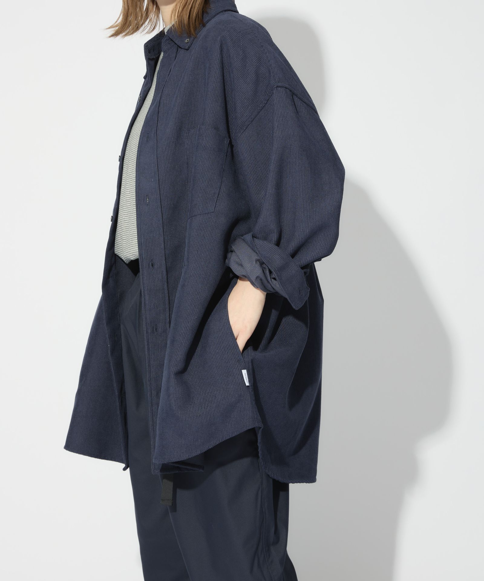 OVERSIZED CORDUROY SHIRT / オーバーサイズ コーデュロイ シャツ / ネイビー / MTM-SH-0164-23-C
