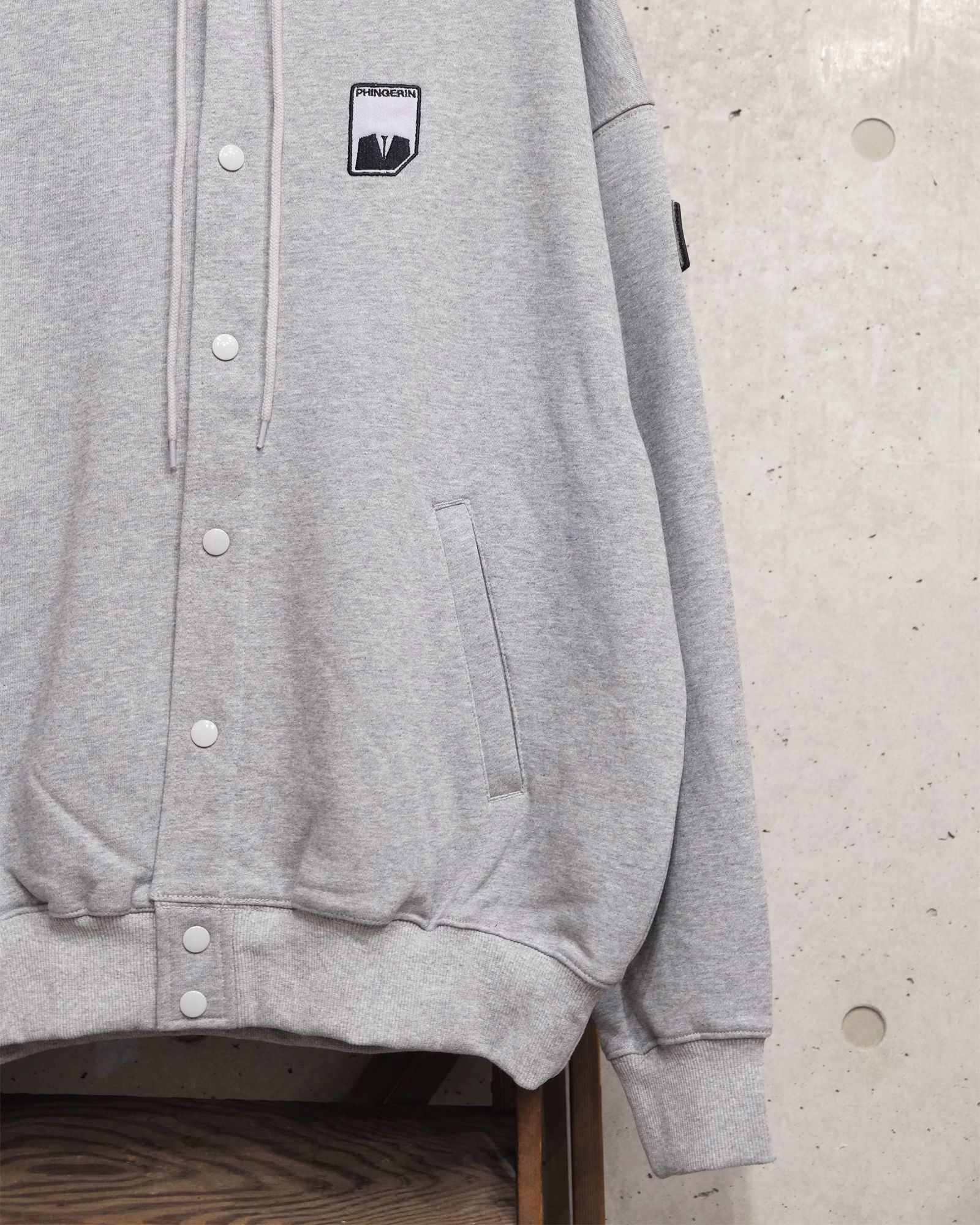 Visor Button Hoodie / ボタン パーカー / ヘザーグレー / PD-262-HCS-041