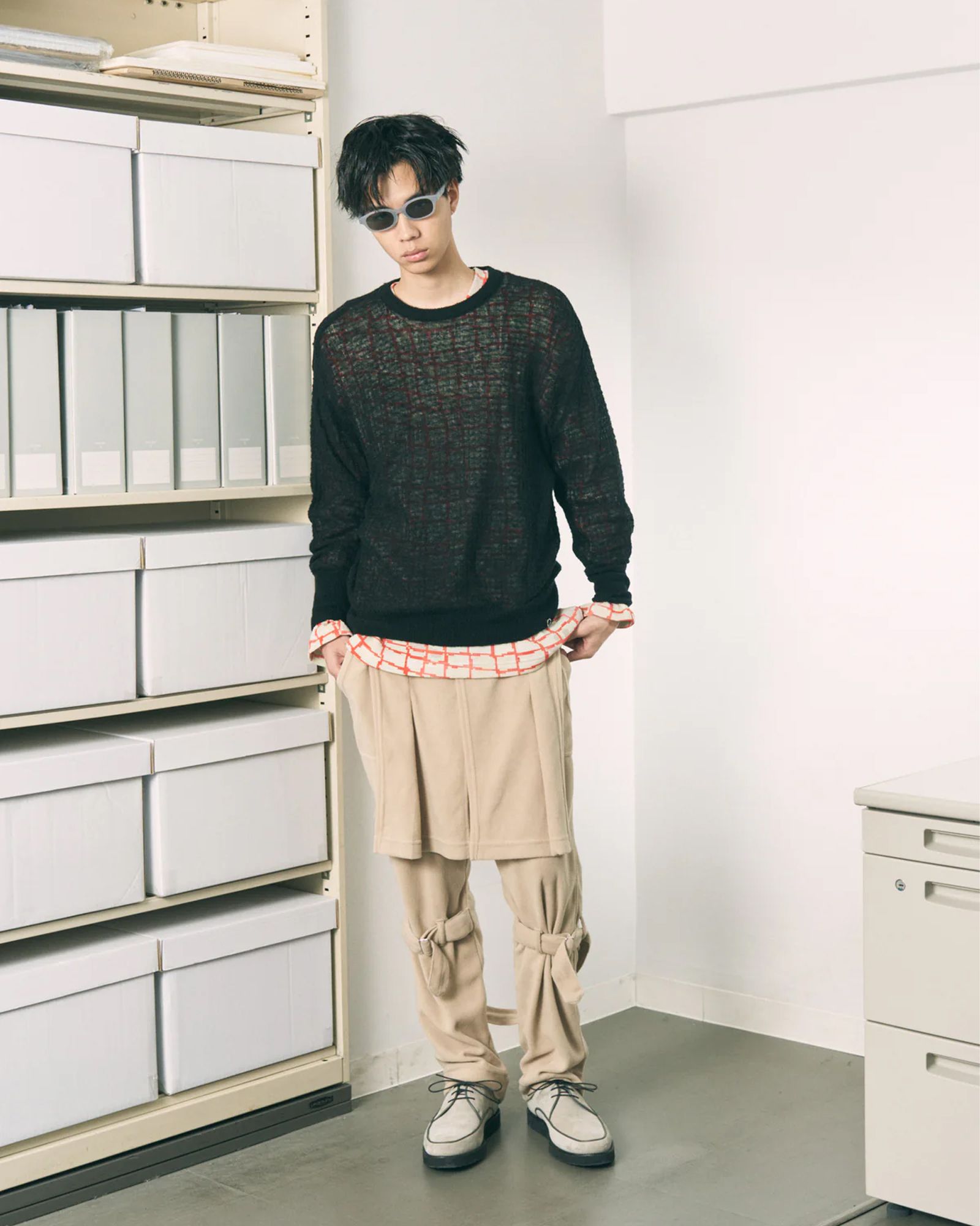 Net L/S Waffle Thermal / ワッフル ロングスリーブTシャツ / レッド / PD-262-LCS-022
