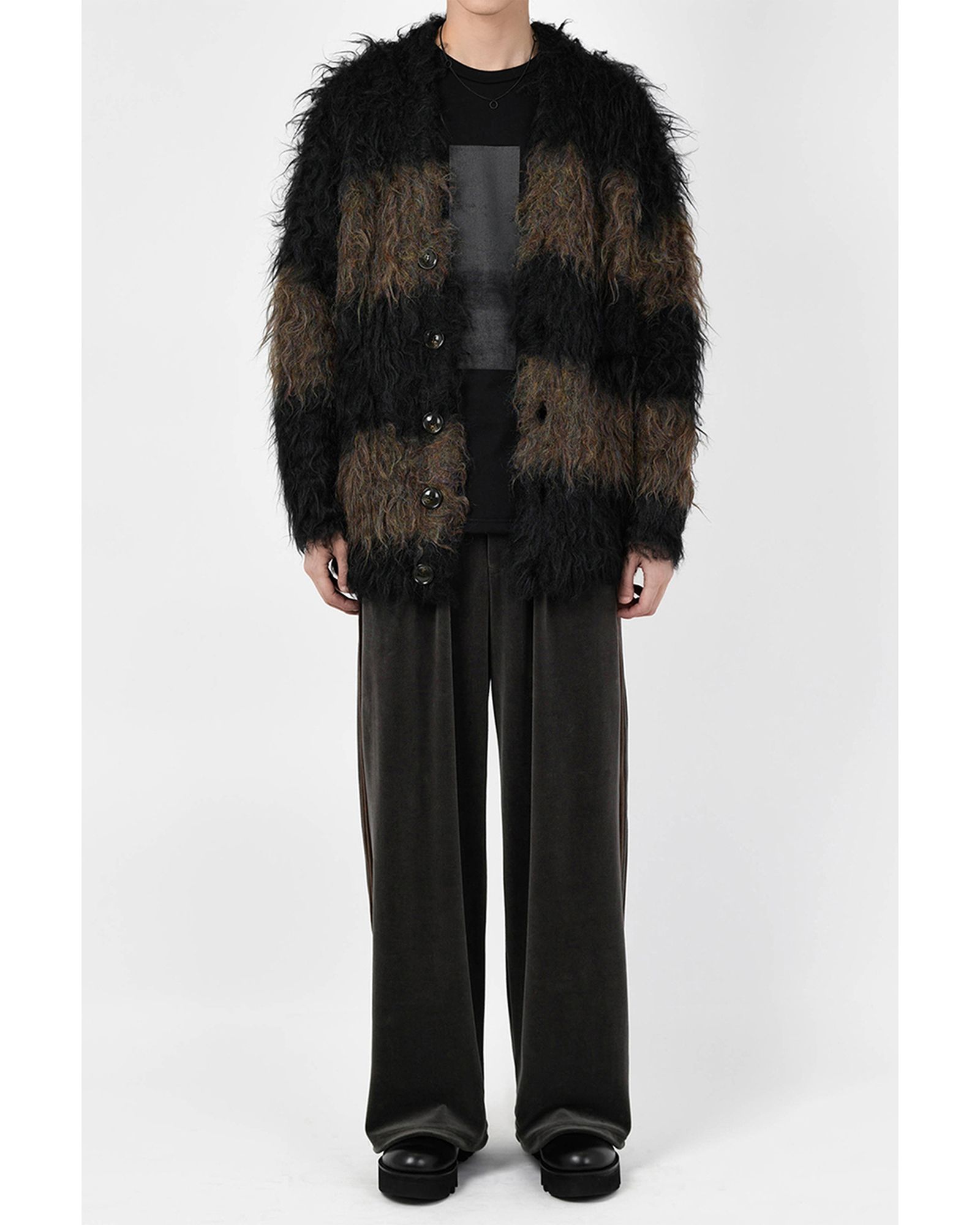 Shaggy Border Knit Cardigan