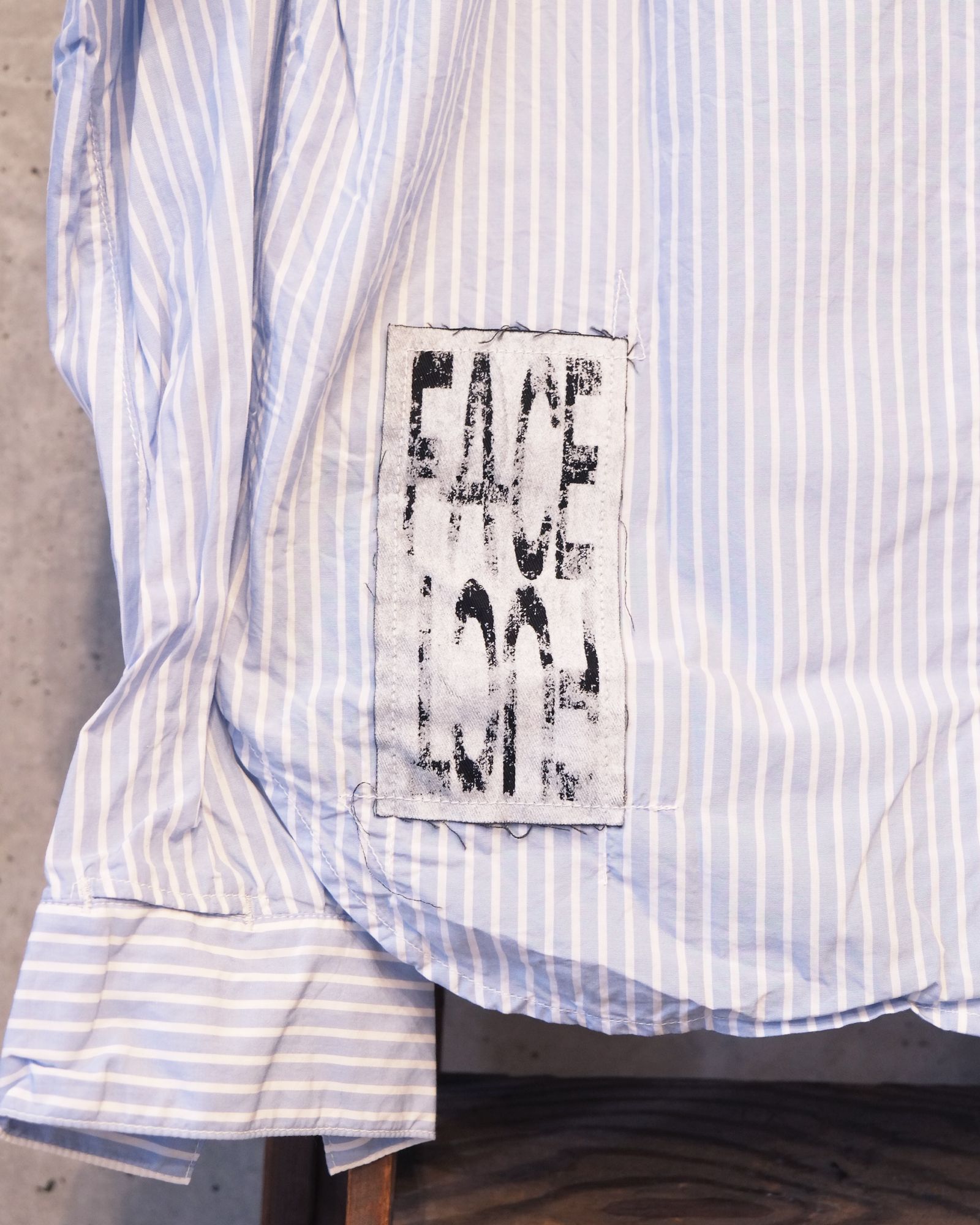 Bootleg Stripe Shirts With Patched(MIN) / ストライプ シャツ / サックス / M-P4-BG13