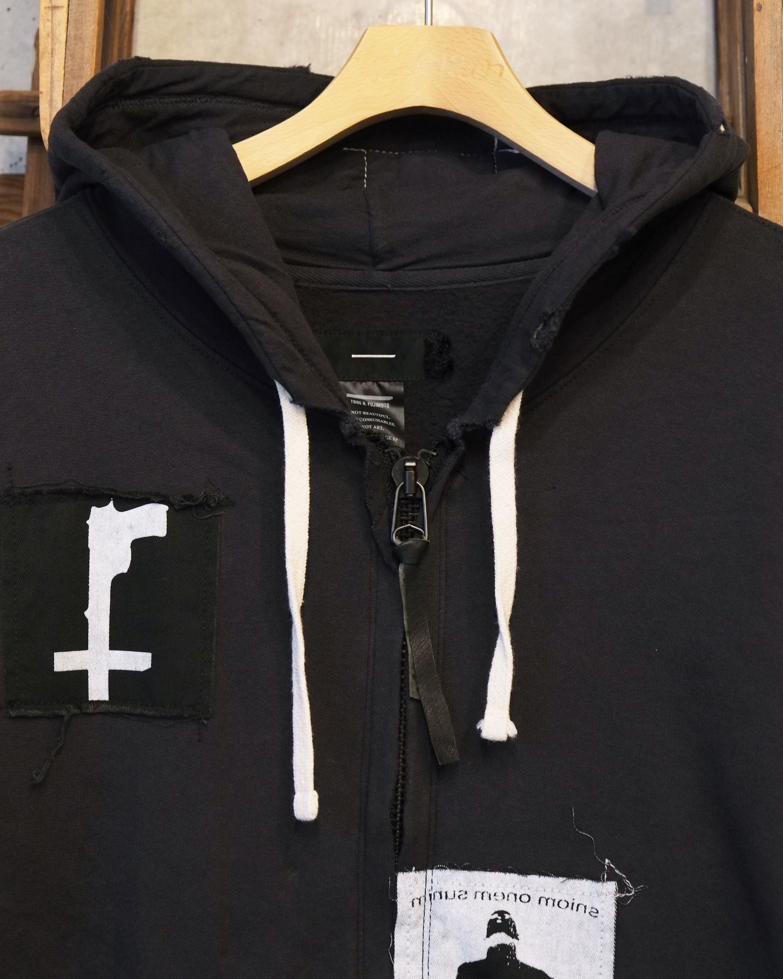 Bootleg Zip Up Hoodie With Patched(MIN) / ジップアップ パーカー / 5イヤーズ ブラック / M-P4-BG7