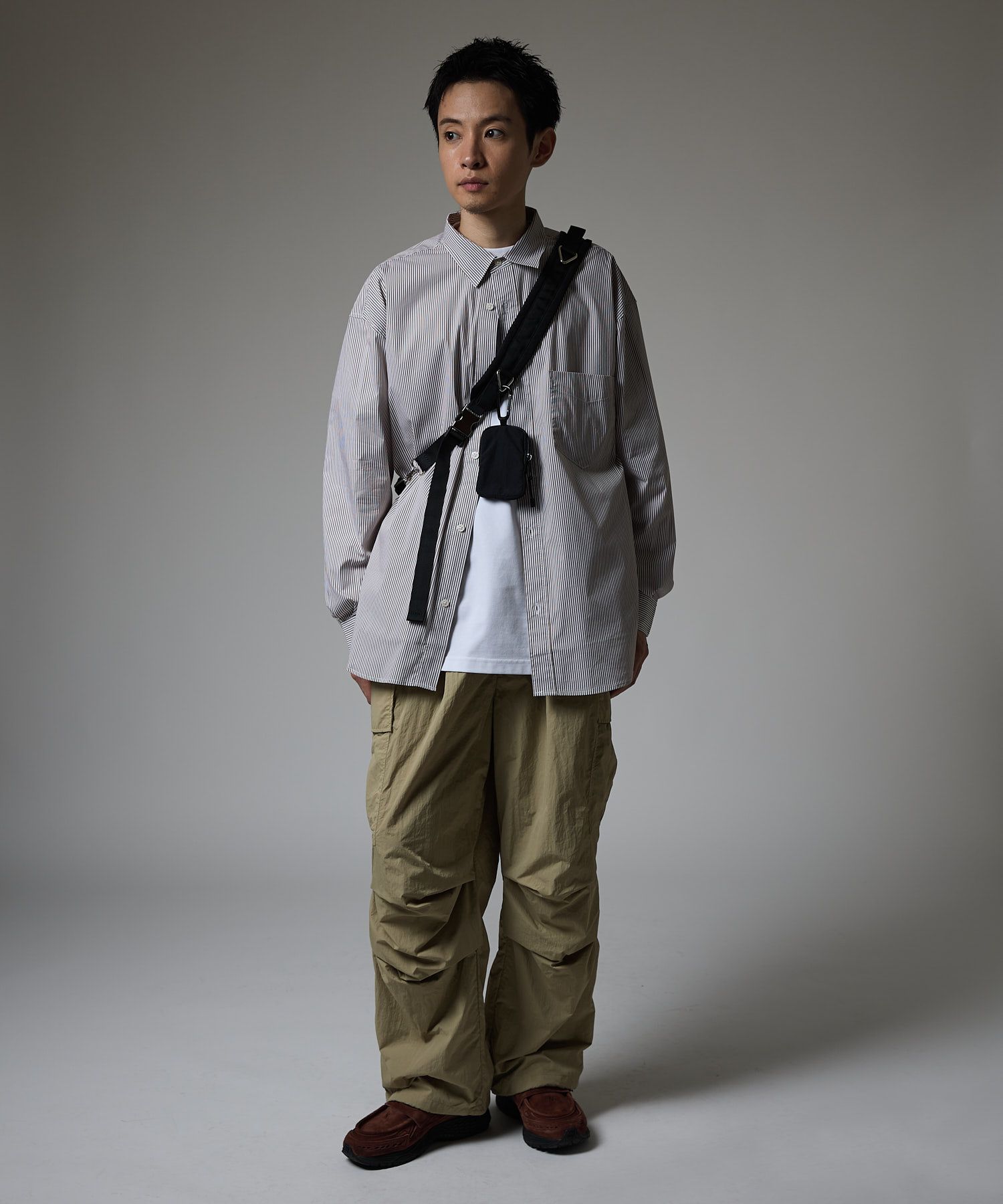 LOOSE STRIPE SHIRT L/S / ルーズ ストライプ シャツ / ブラウン / MTM-SH-0266-24-B