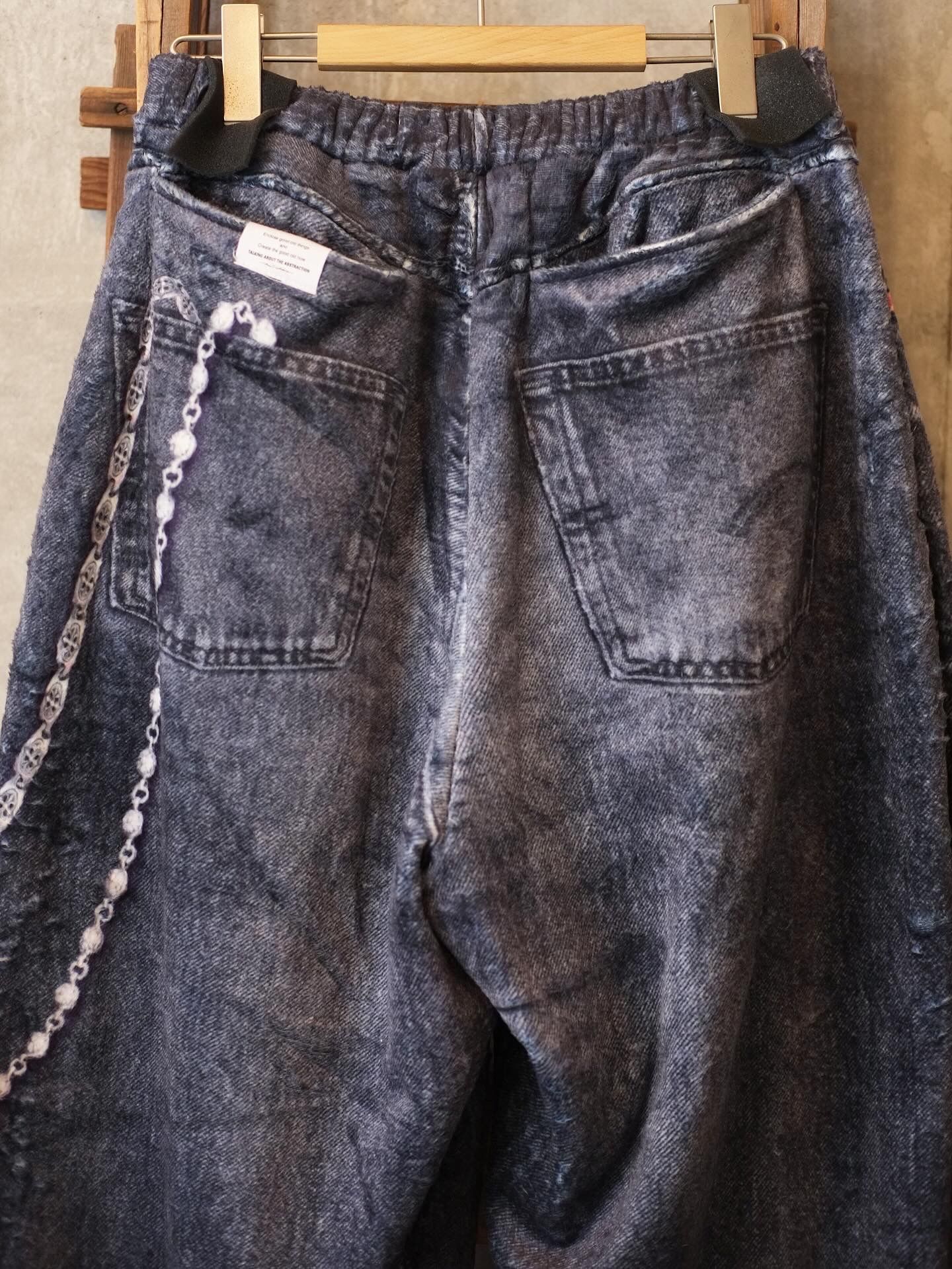 Fleece Denim Print Wide PT
