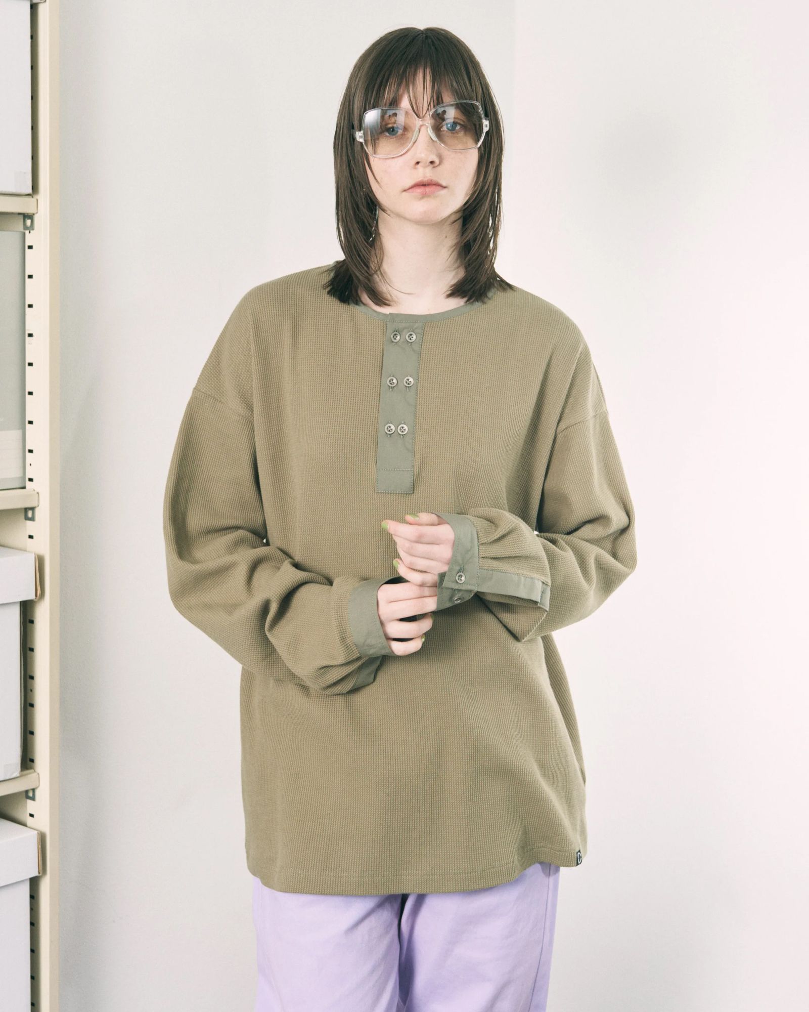 Double Henley L/S Tee / ヘンリー ロングスリーブTシャツ / オリーブドラブ / PD-262-LCS-041