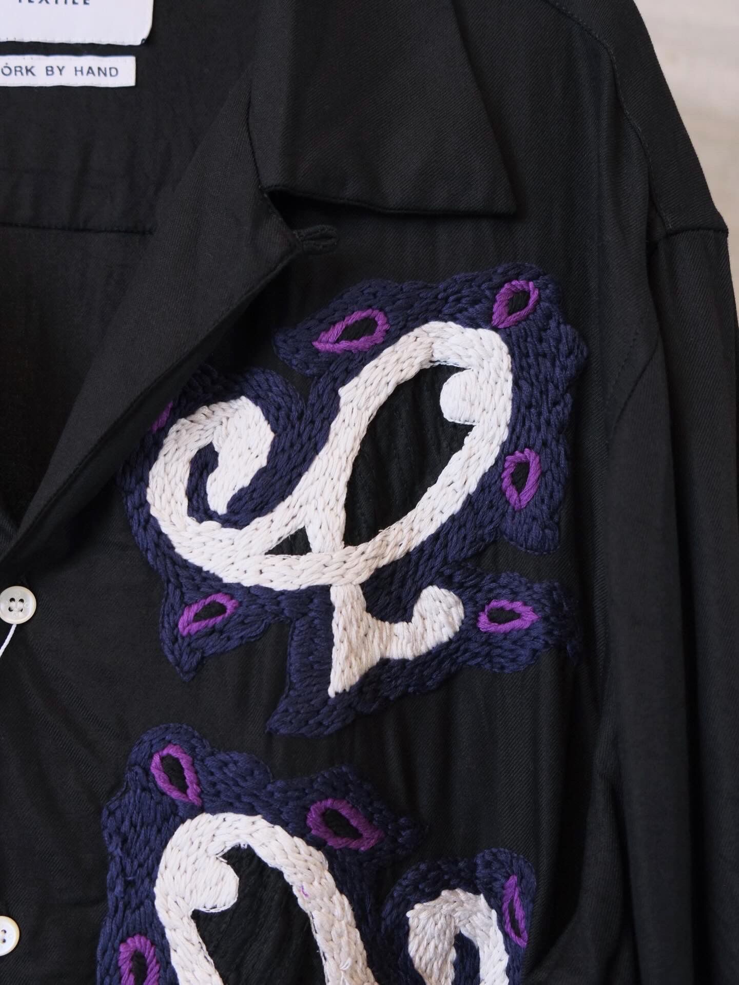 Paisley Embroidery Open Collar SS Shirt