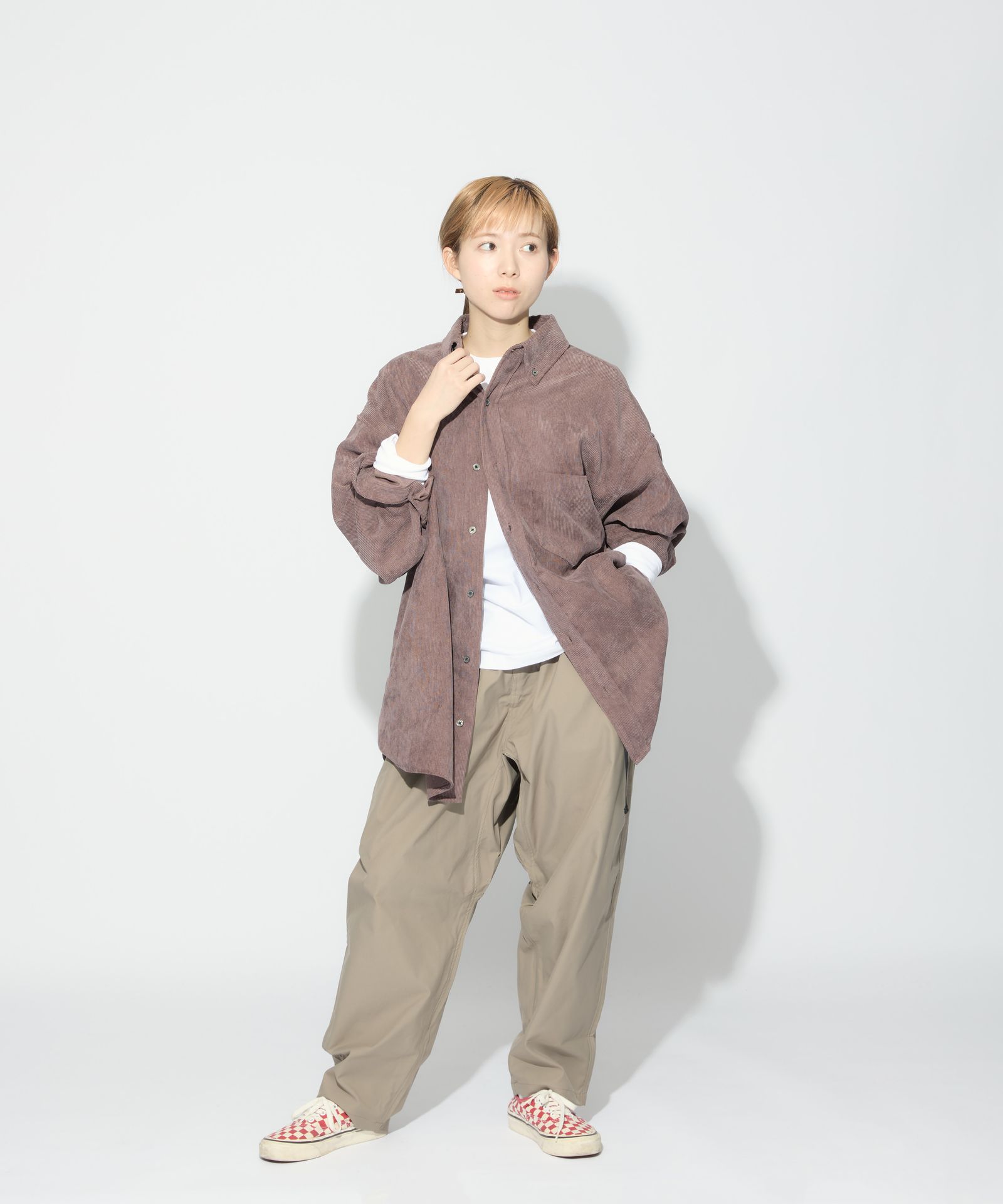 OVERSIZED CORDUROY SHIRT / オーバーサイズ コーデュロイ シャツ / レディッシュブラウン / MTM-SH-0164-23-C