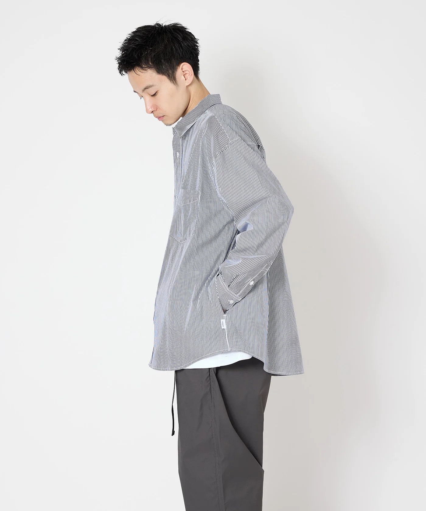 LOOSE STRIPE SHIRT L/S / ルーズ ストライプ シャツ / ネイビー / MTM-SH-0266-24-B