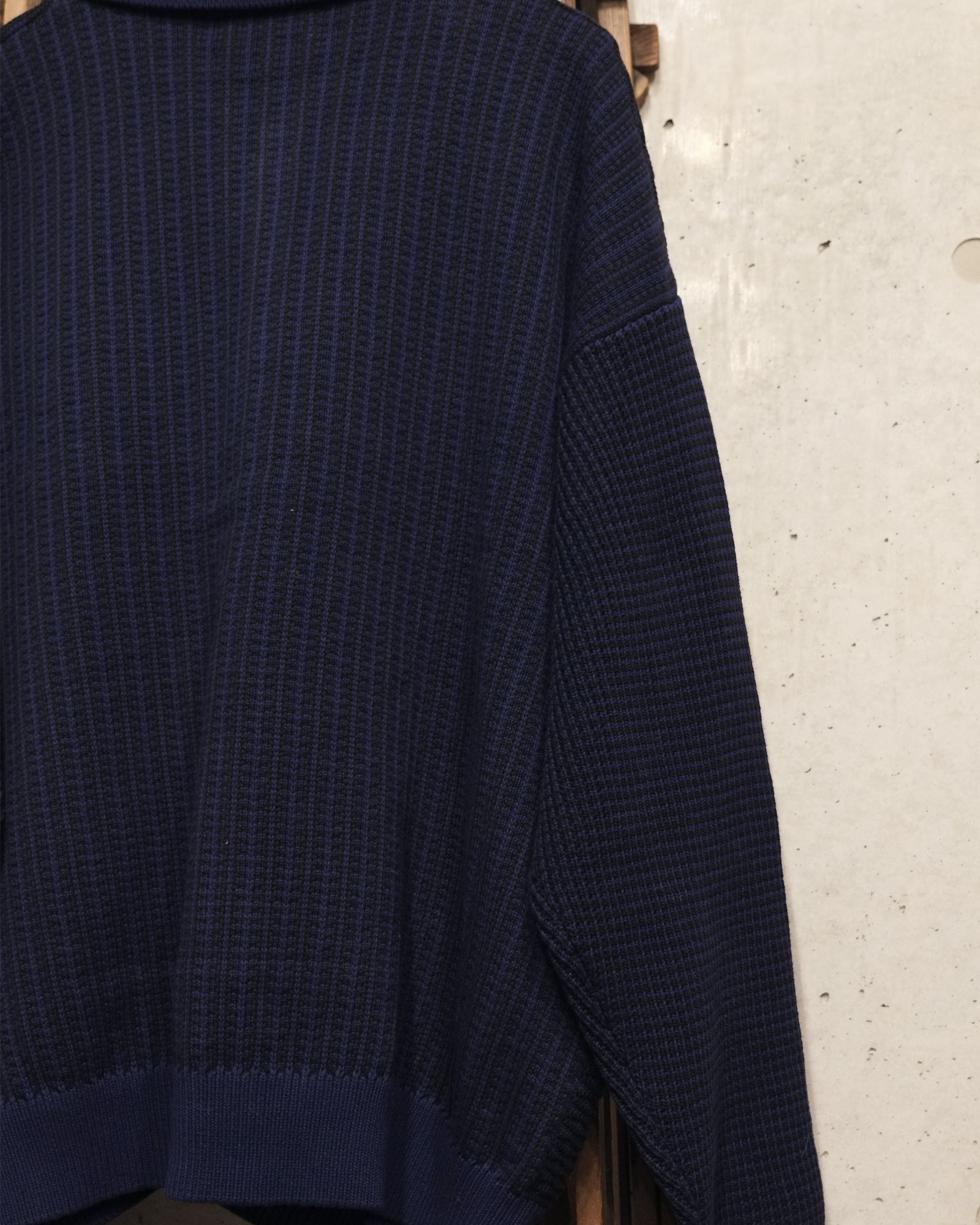 Multi Knit Shirt Jacket / シャツ ニット / ネイビー×ブラック / PD-262-KN-051
