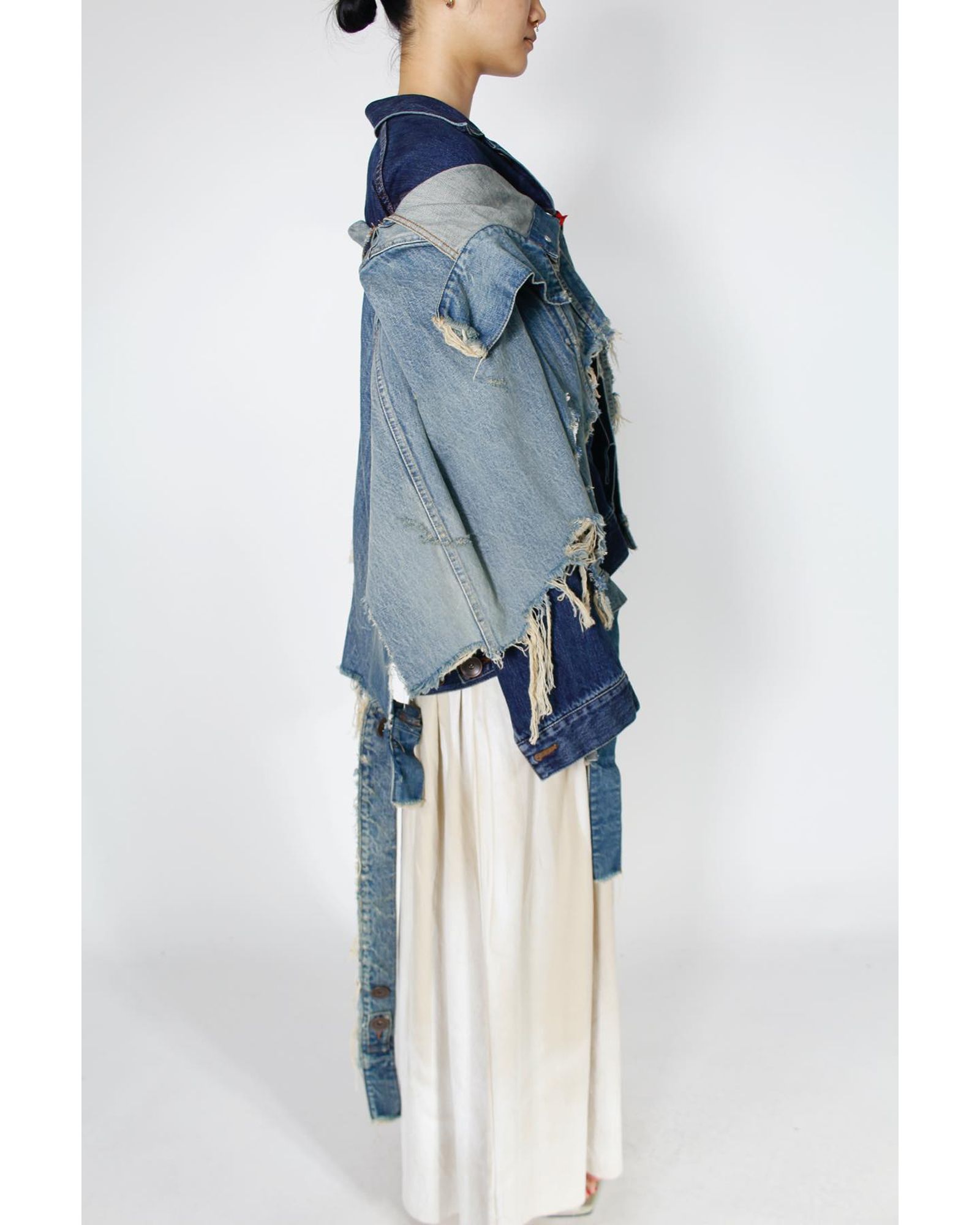 Layer Damage Denim Blouson