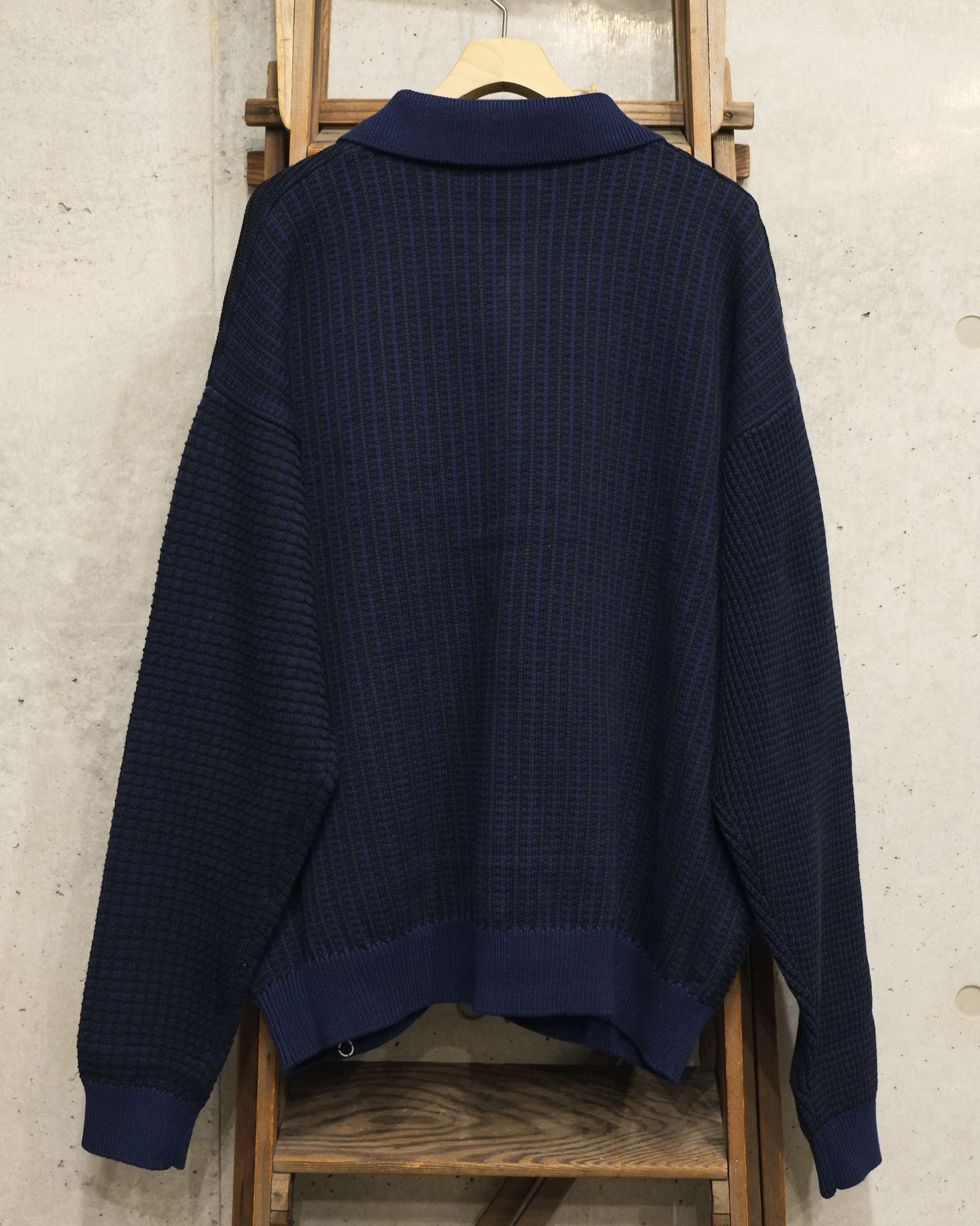Multi Knit Shirt Jacket / シャツ ニット / ネイビー×ブラック / PD-262-KN-051
