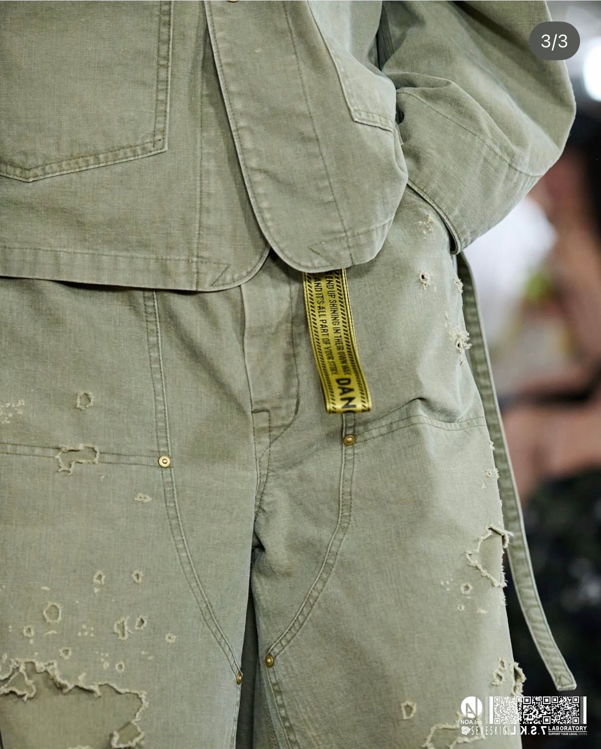 Damaged Double Knee Wide Bermuda Pants