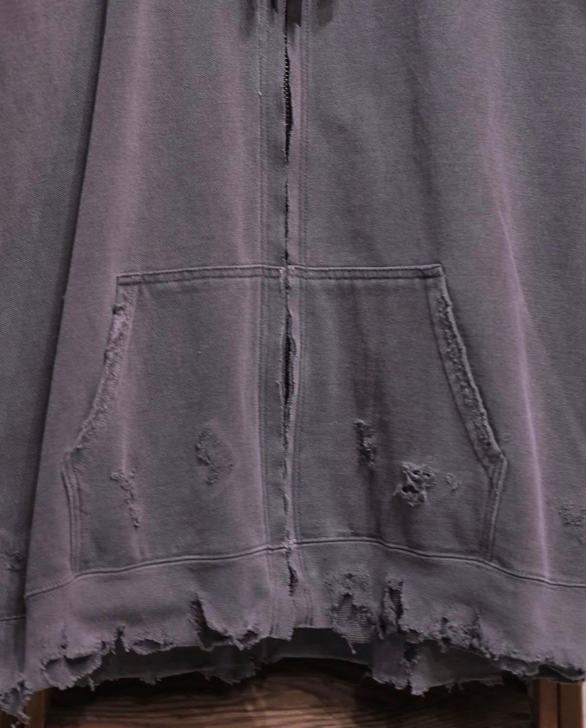 Bootleg Zip Up Hoodie With Damaged
