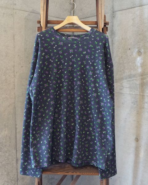 Flower L/S Waffle Thermal / ワッフル ロングスリーブTシャツ / ブラック / PD-262-LCS-021