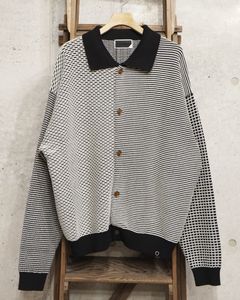Multi Knit Shirt Jacket / シャツ ニット / ブラック×ホワイト / PD-262-KN-051