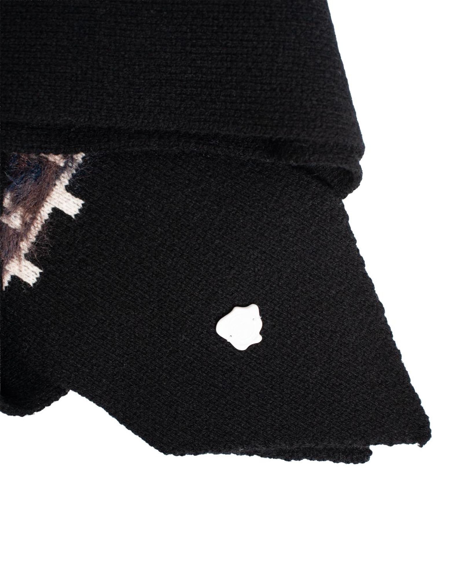 Fair Isle Ear Knit Long Scarf Hoodie / マフラー フード / ブラック / AC-SV-NRA-1003