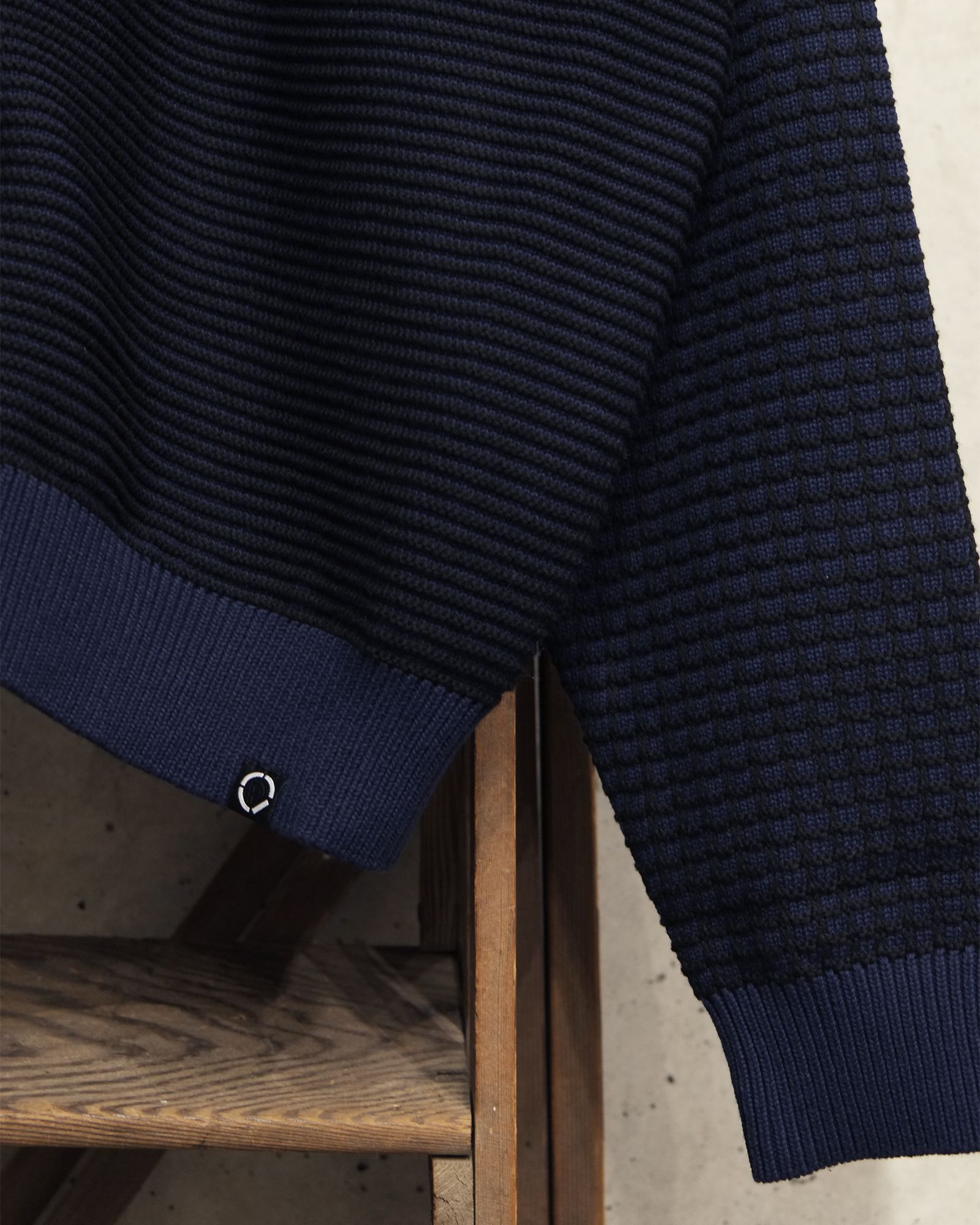 Multi Knit Shirt Jacket / シャツ ニット / ネイビー×ブラック / PD-262-KN-051
