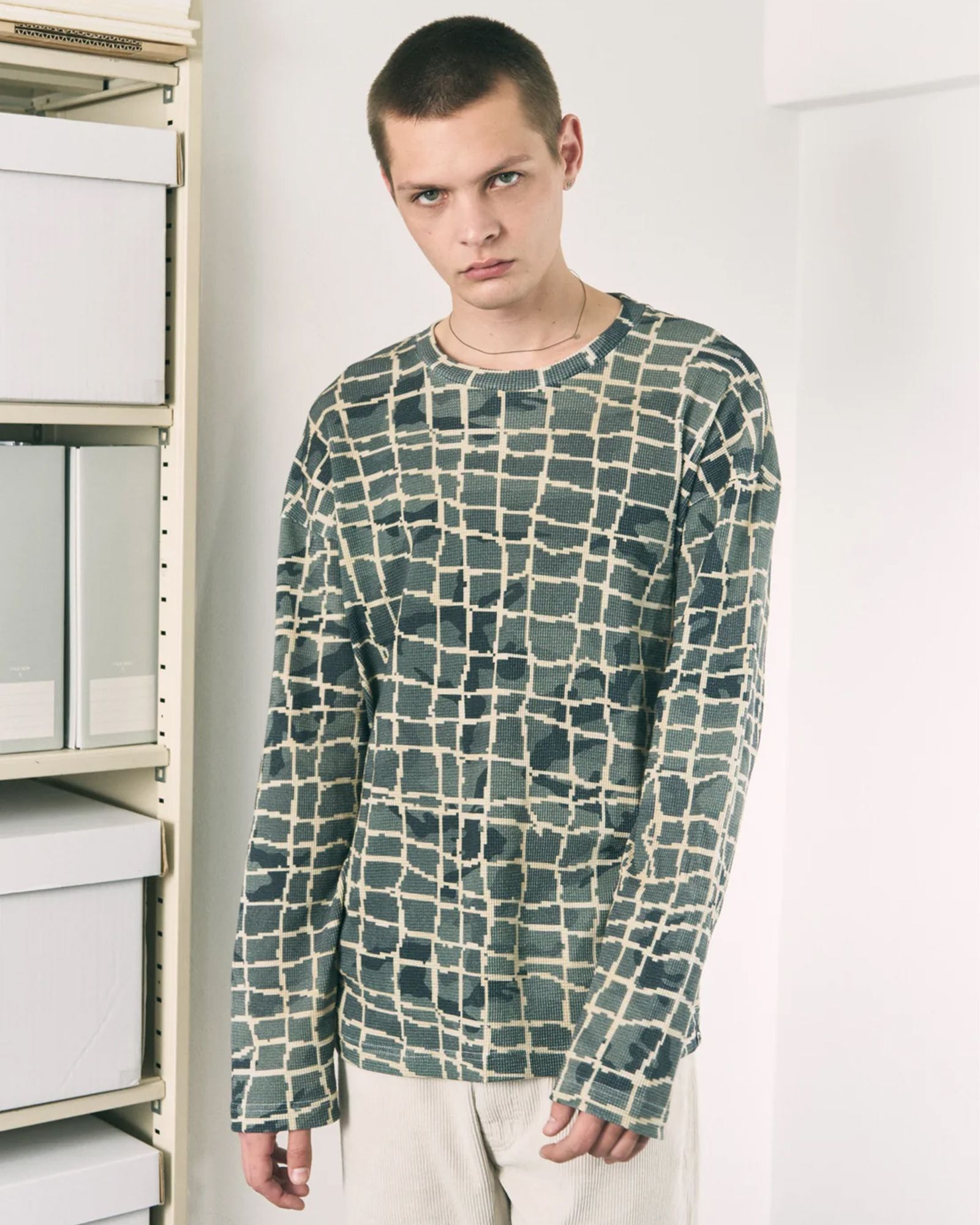 Net L/S Waffle Thermal / ワッフル ロングスリーブTシャツ / ベージュ / PD-262-LCS-022