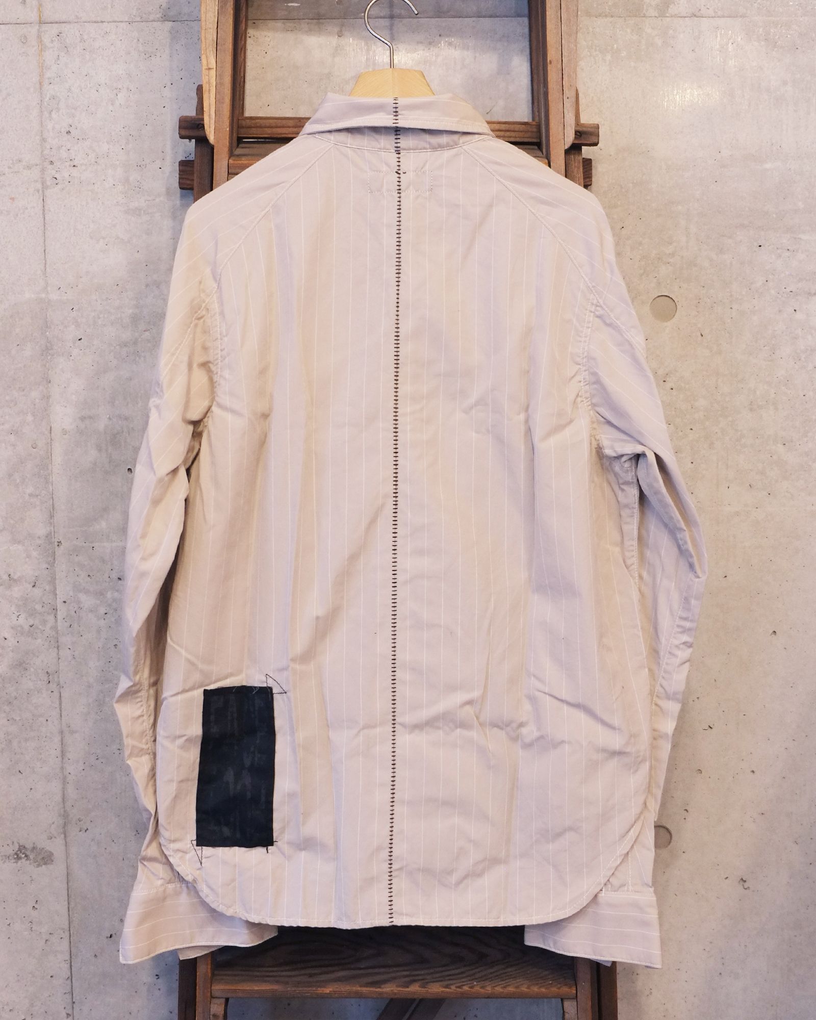 Bootleg Stripe Shirts With Patched(MIN) / ストライプ シャツ / サンド / M-P4-BG13