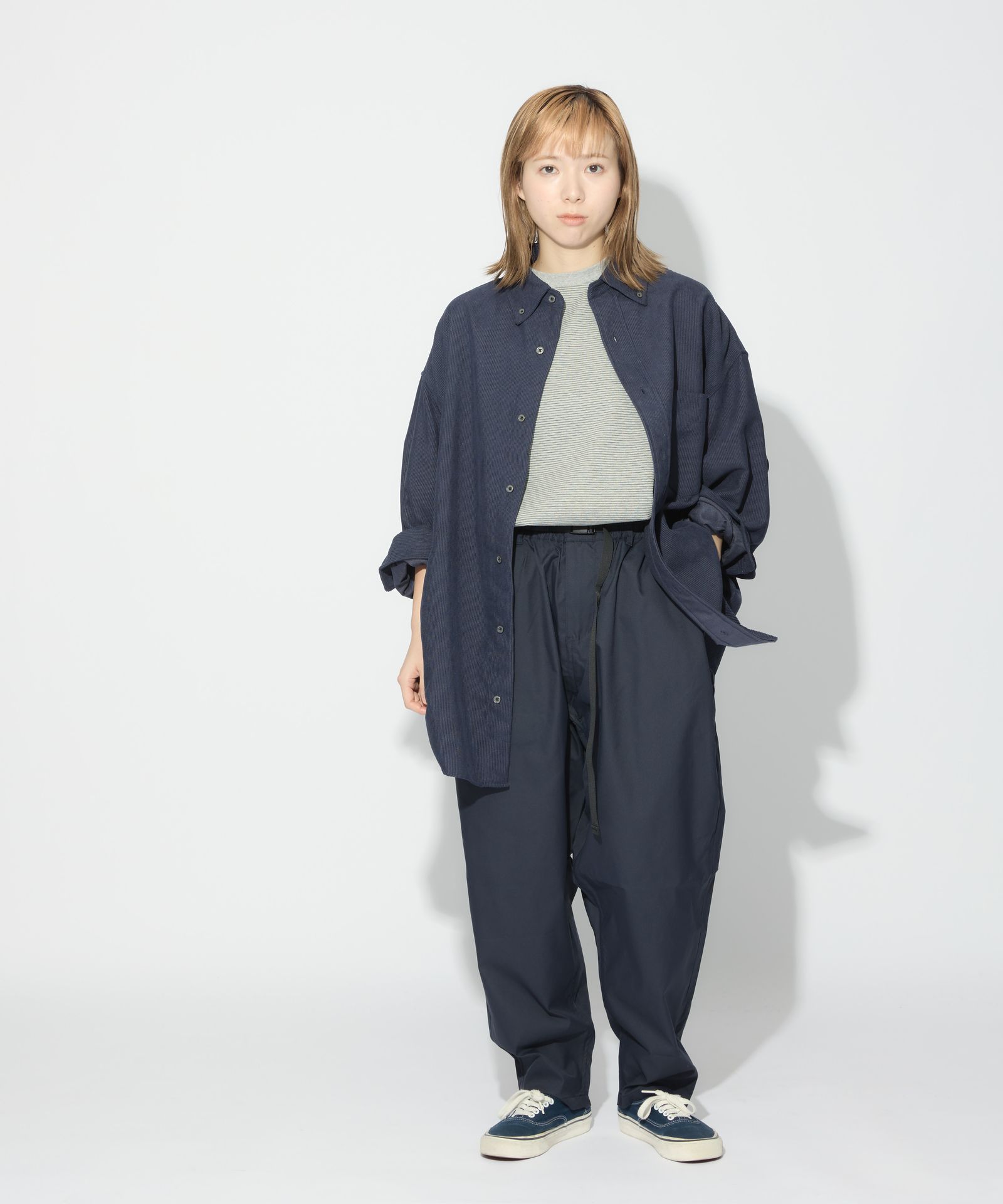 OVERSIZED CORDUROY SHIRT / オーバーサイズ コーデュロイ シャツ / ネイビー / MTM-SH-0164-23-C