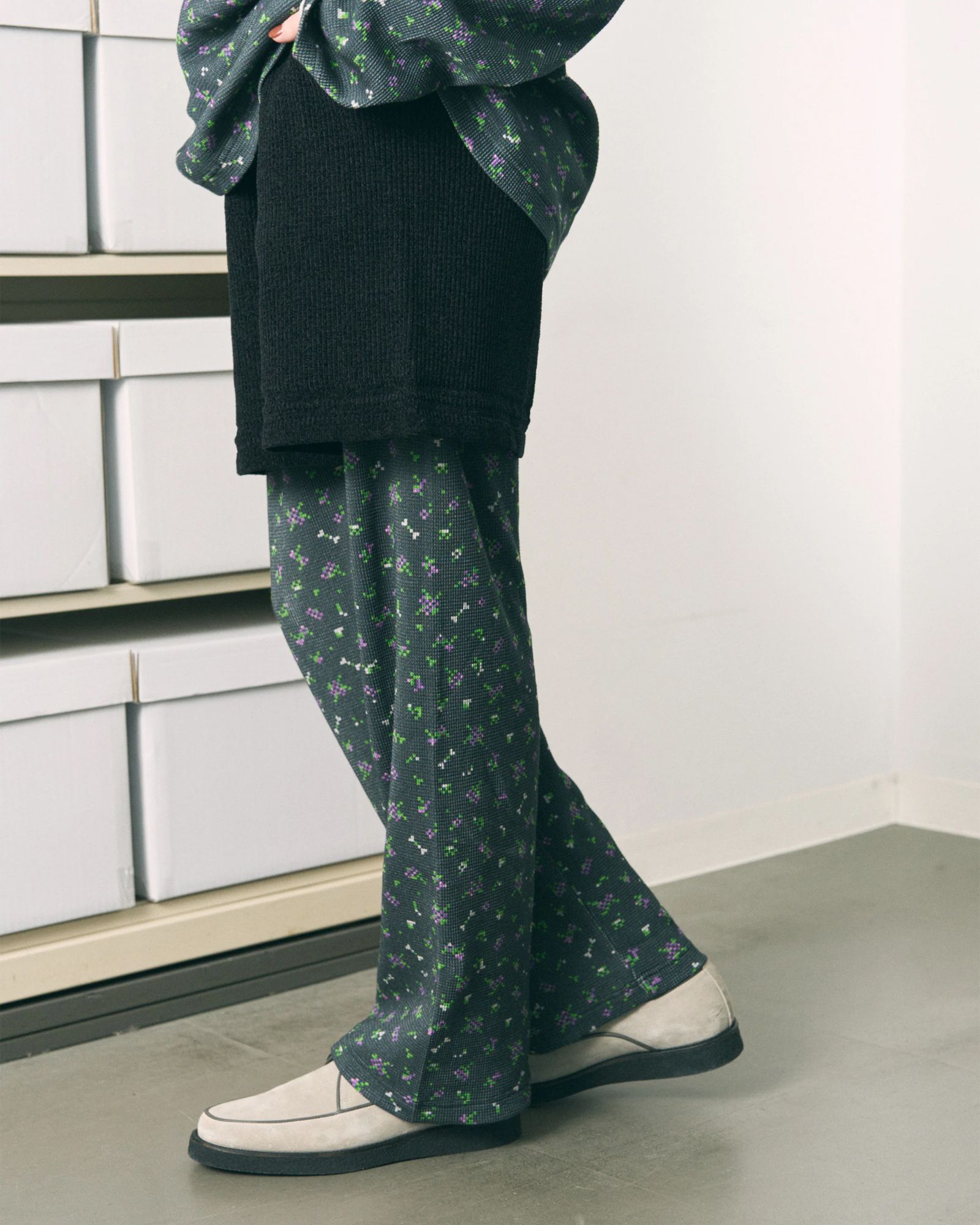 Flowe Waffle Pants / ワッフル パンツ / ブラック / PD-262-BT-081