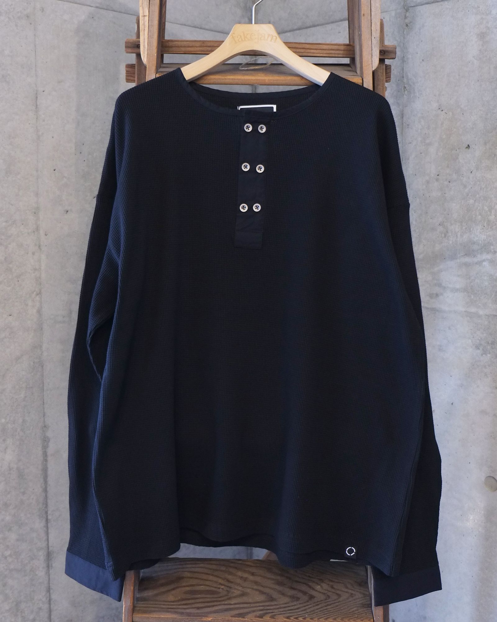 Double Henley L/S Tee / ヘンリー ロングスリーブTシャツ / ブラック / PD-262-LCS-041