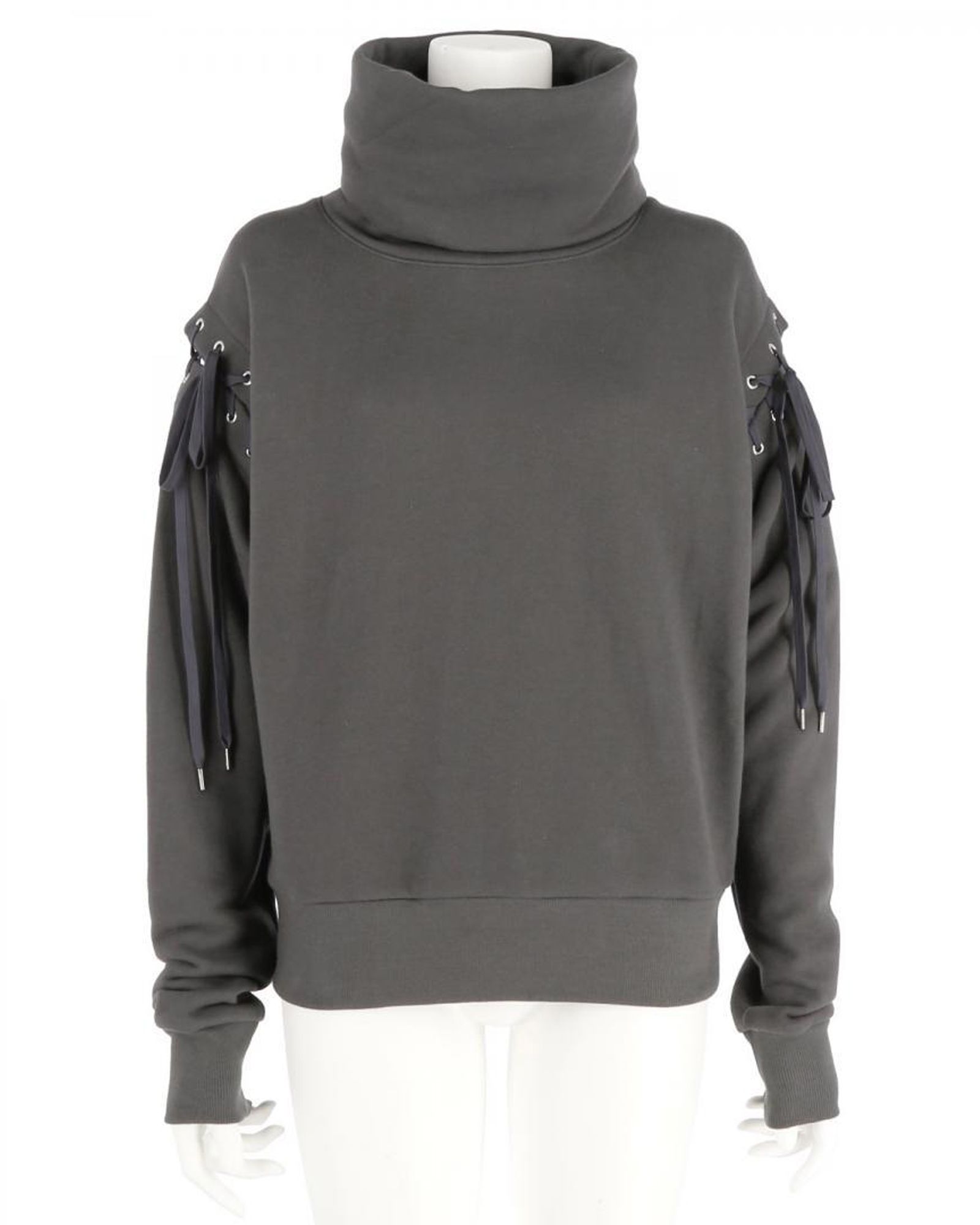 Lace Up Turtle Neck Sweat Shirt