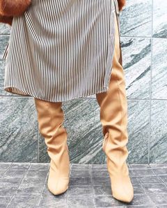 Bonded Jersey Thigh High Boots