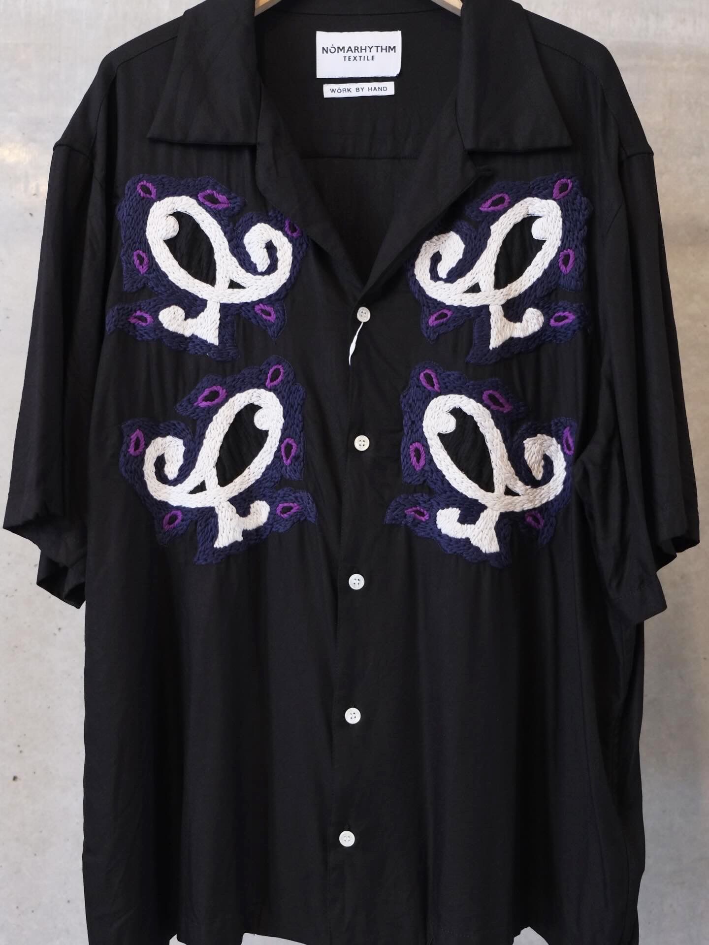 Paisley Embroidery Open Collar SS Shirt