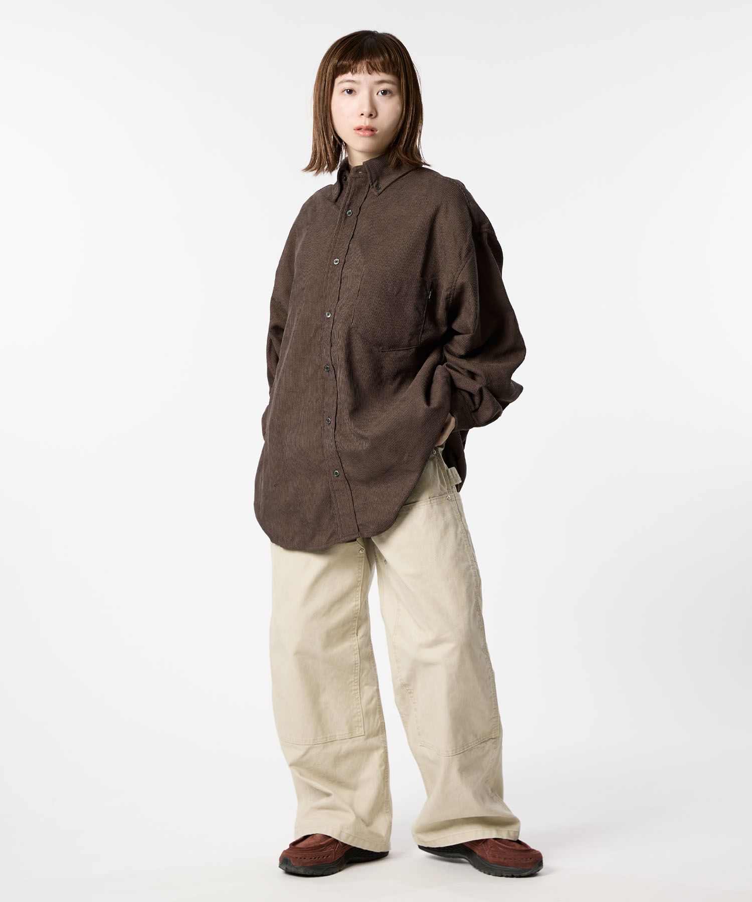 OVERSIZED CORDUROY SHIRT / オーバーサイズ コーデュロイ シャツ / ダークブラウン / MTM-SH-0164-23-C
