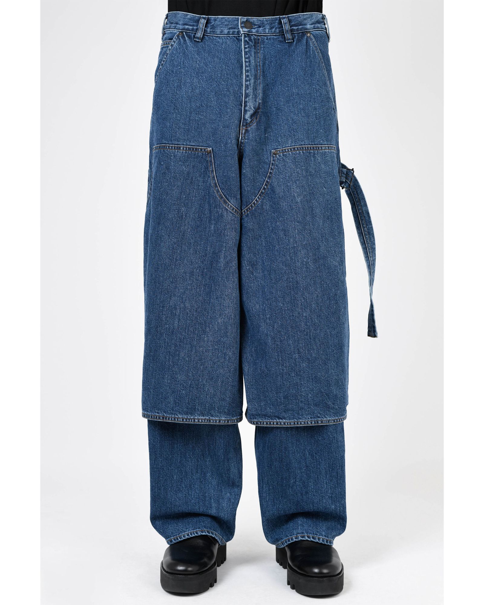 LAD MUSICIAN - 12oz Denim Double Knee Painter Pants | fakejam