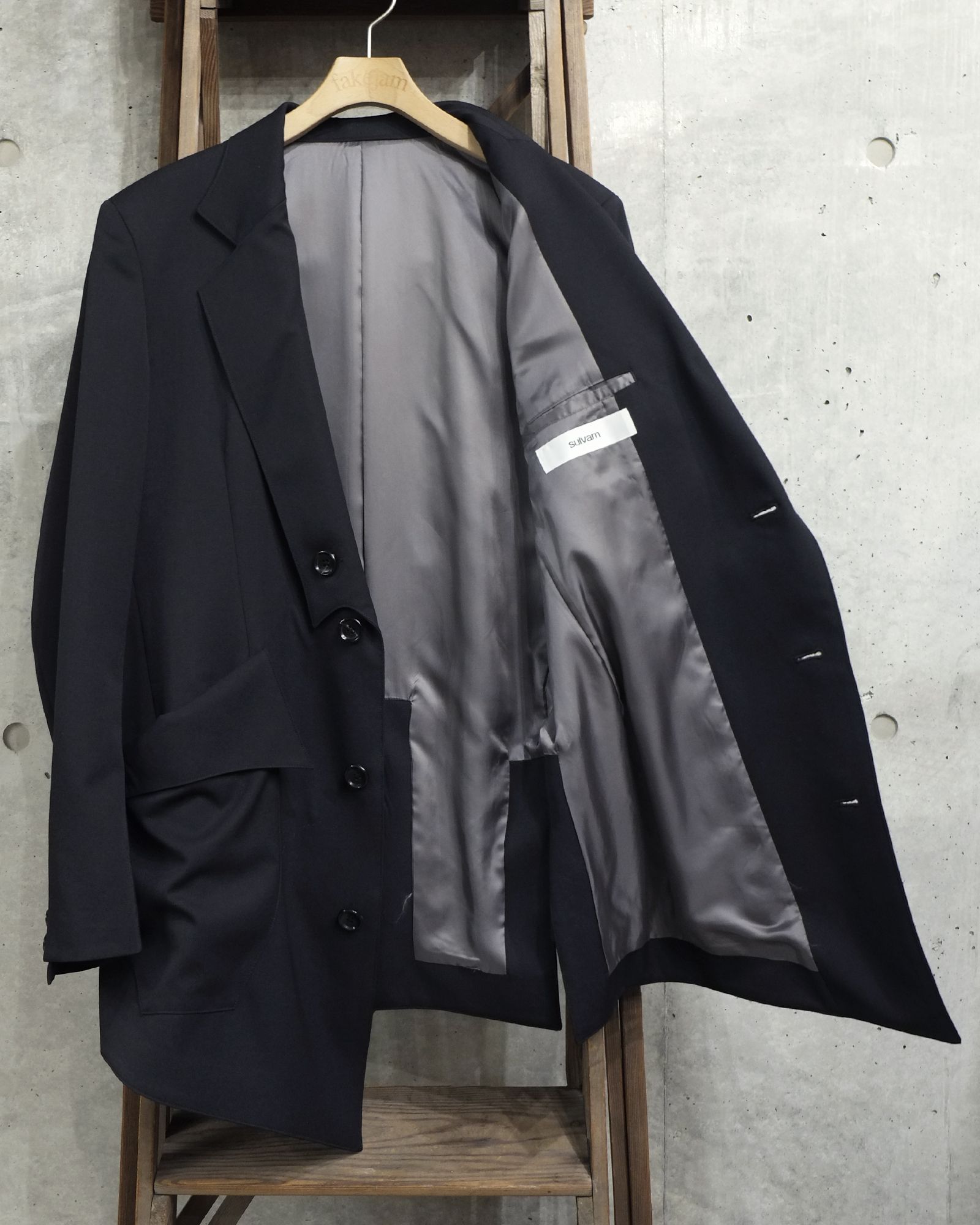 sulvam - Gabardine Semilong Jacket | fakejam